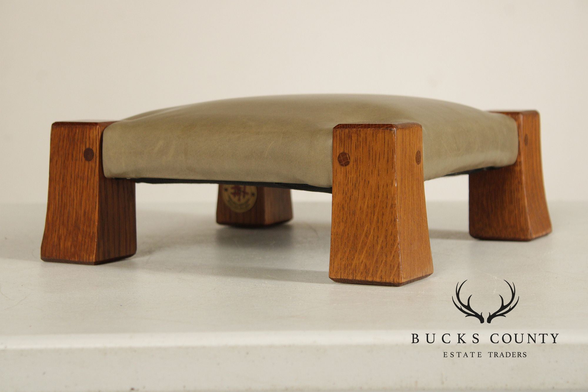 Stickley Mission Collection Oak and Leather Monk Footstool