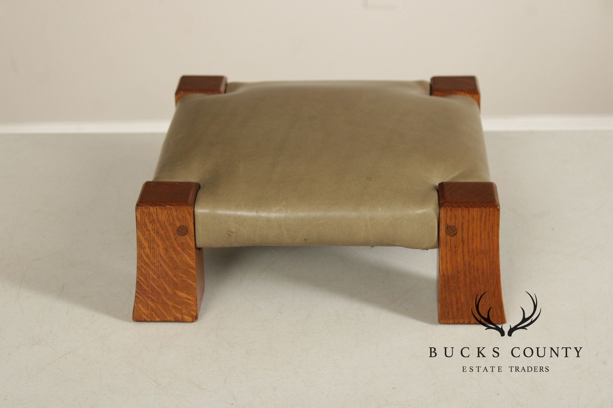 Stickley Mission Collection Oak and Leather Monk Footstool
