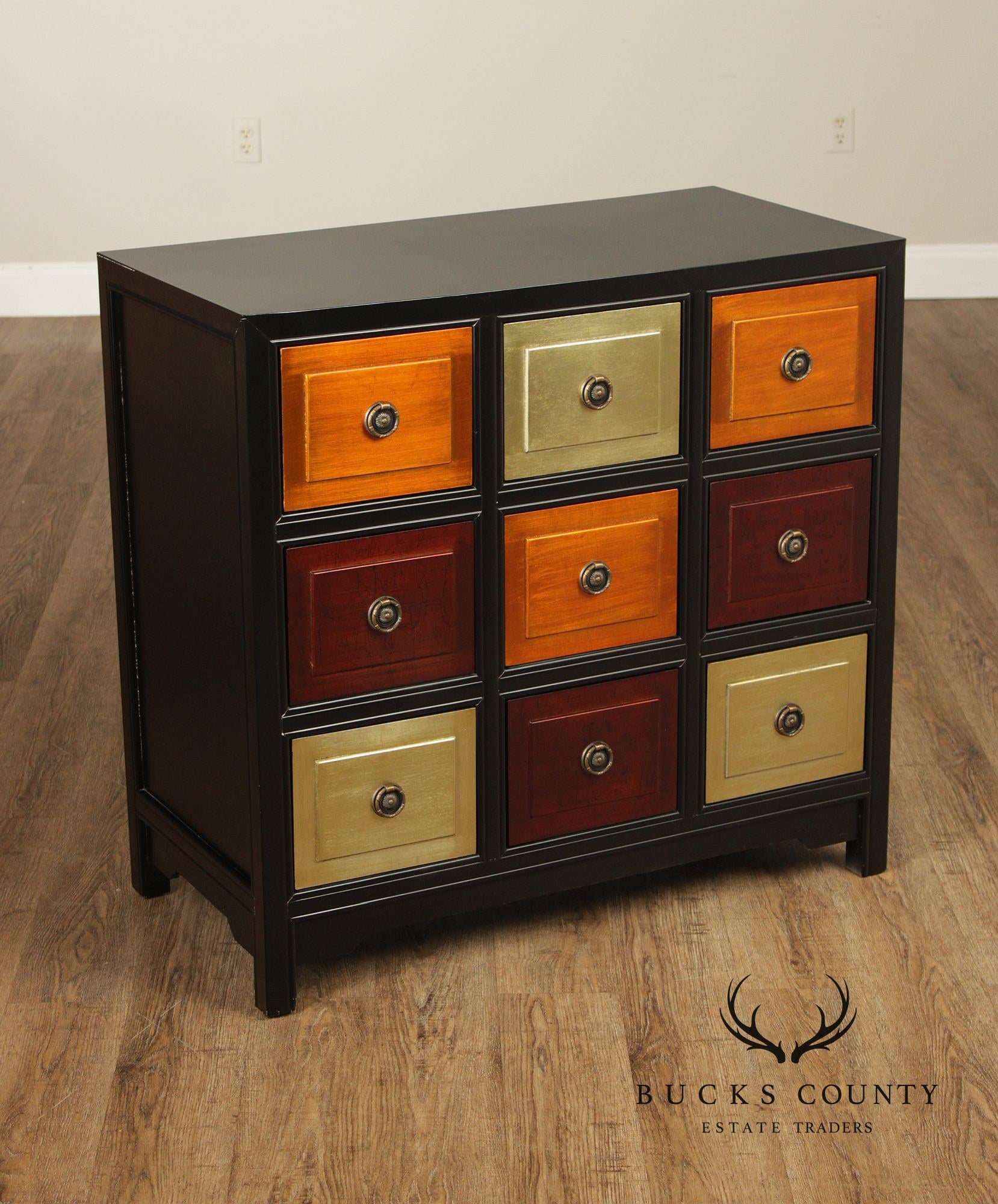 Contemporary Style Multi-Color Painted Nine Drawer Chest