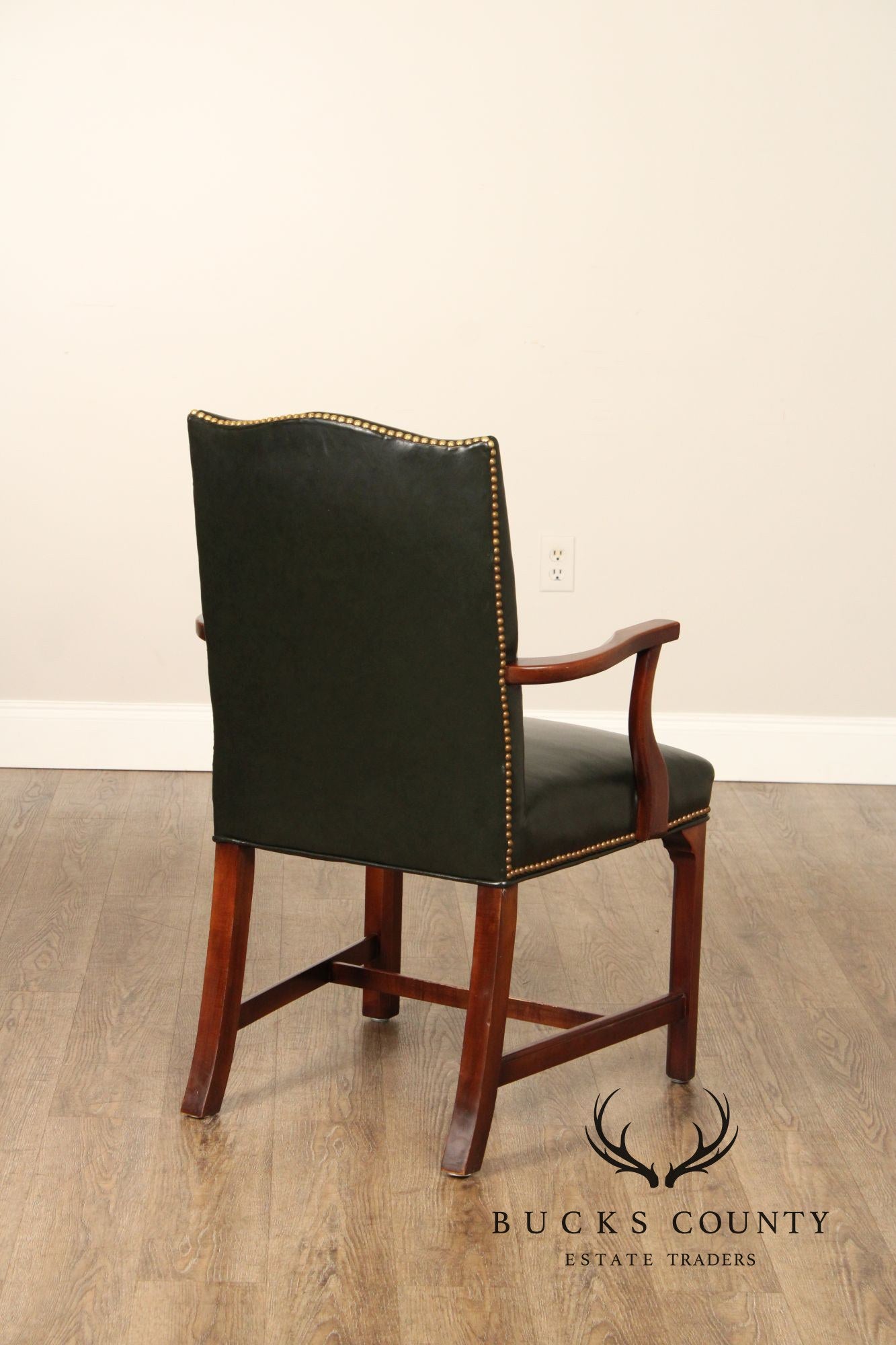 Southwood Chippendale Style Leather and Mahogany Library Armchair