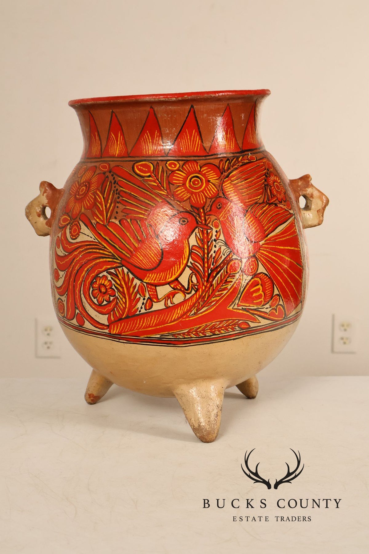 Mexican Folk Art Pottery Vase