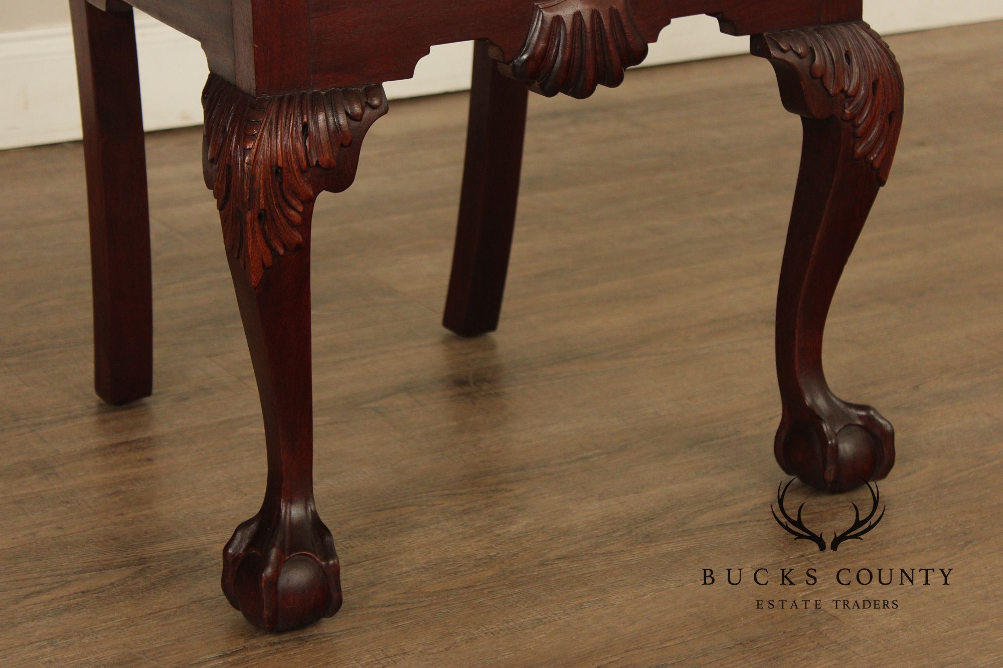Antique Chippendale Style Set of Six Carved Mahogany Dining Chairs