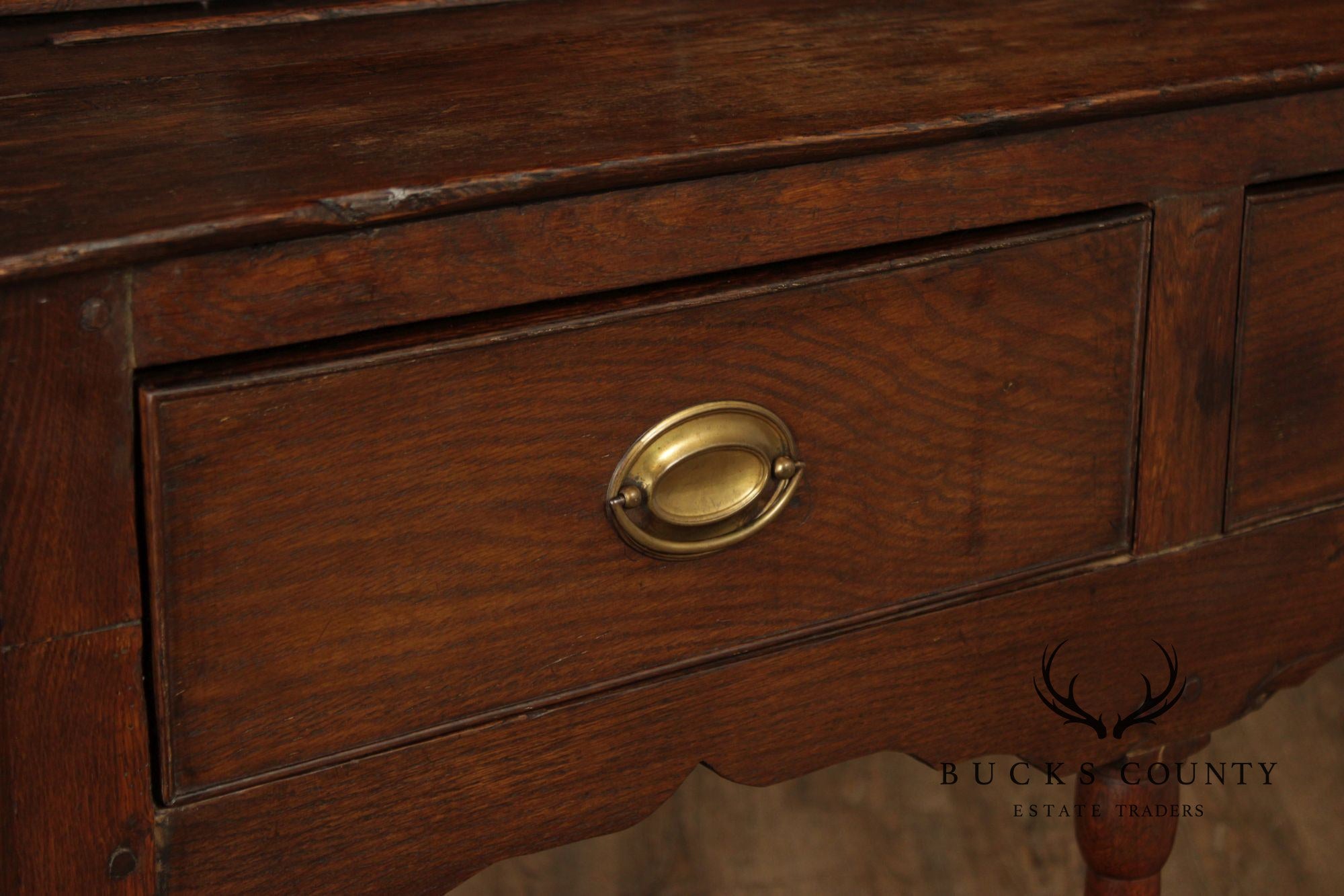 Antique English Country Welsh Dresser With Plate Rack