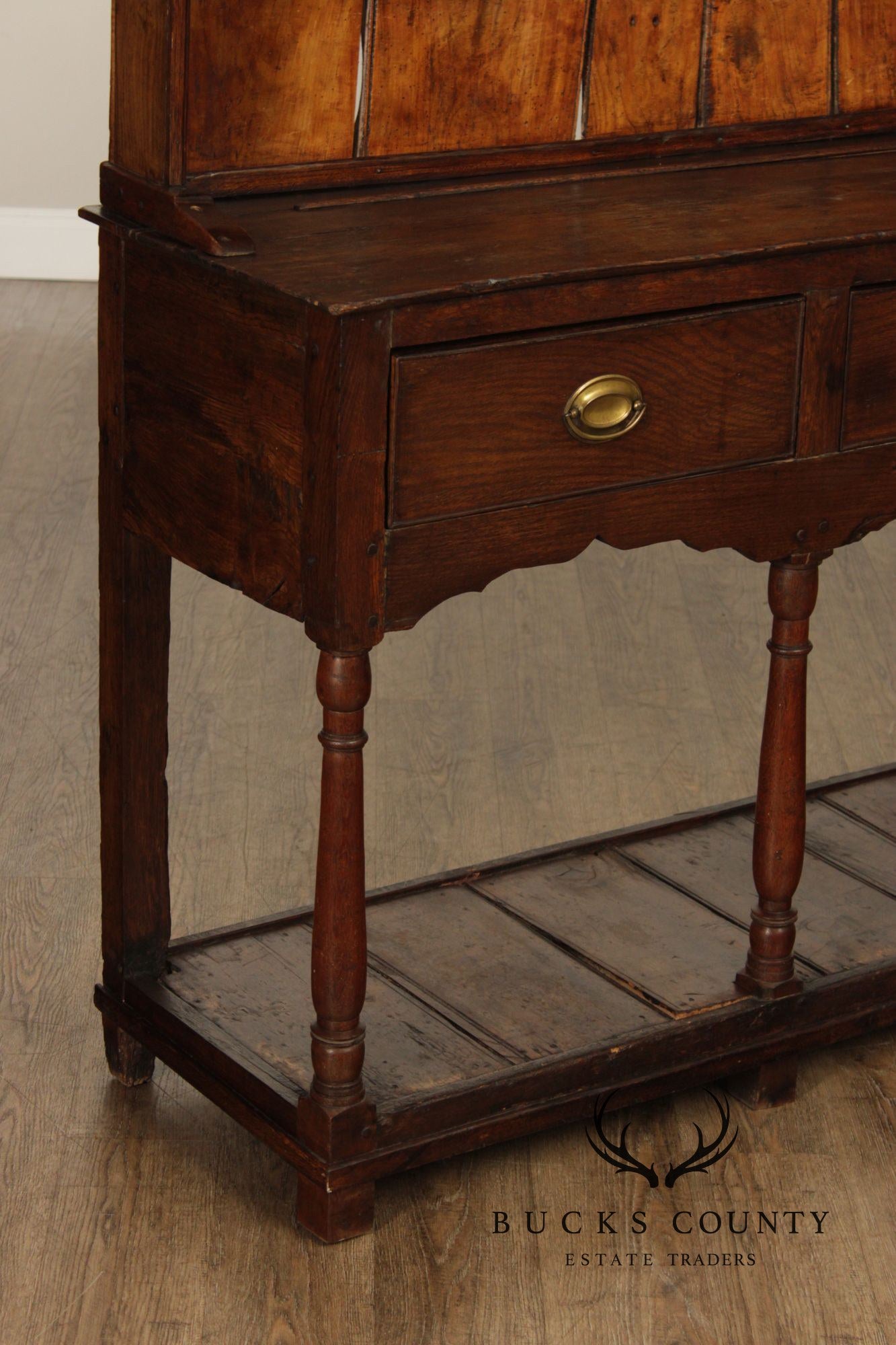 Antique English Country Welsh Dresser With Plate Rack