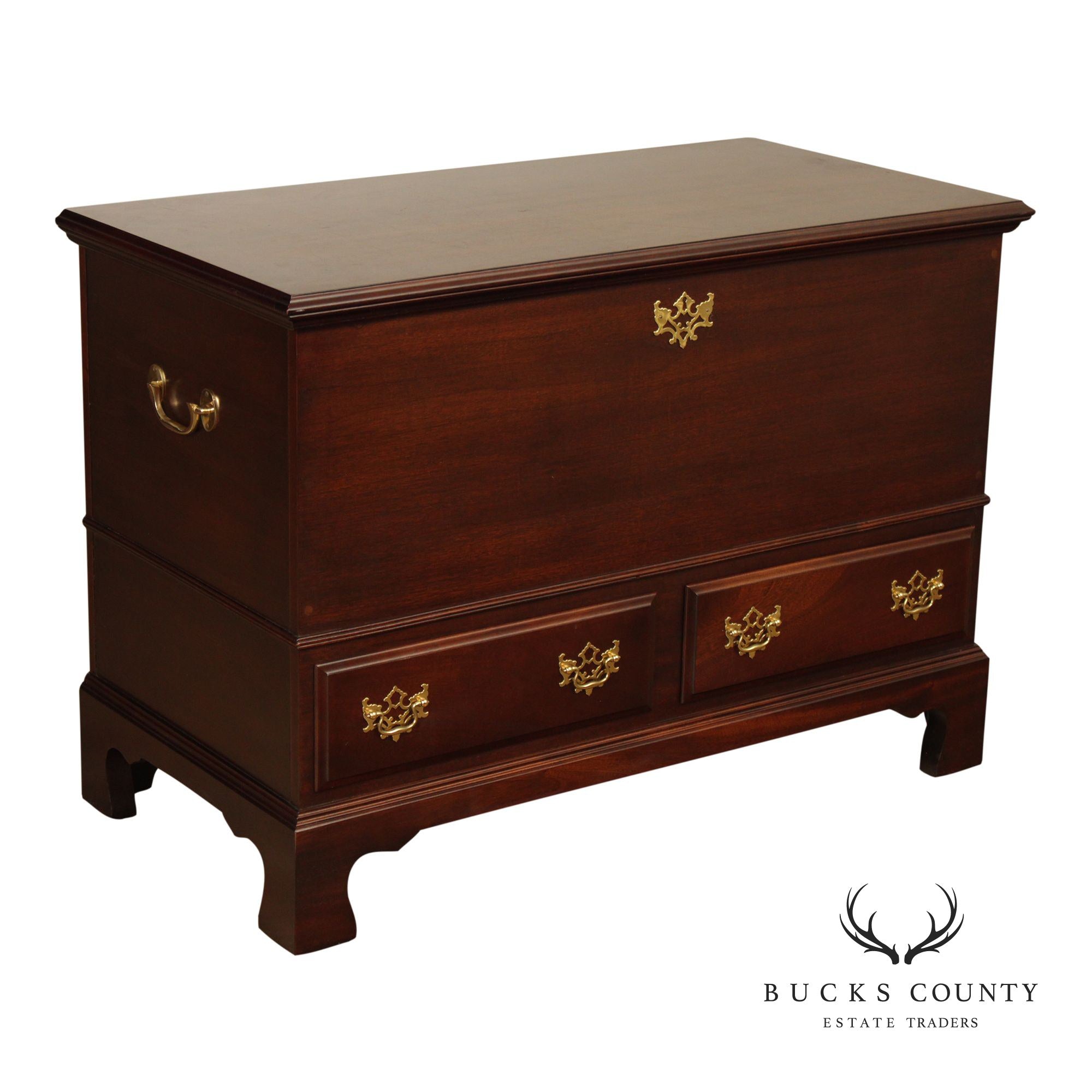 Mahogany Chippendale Style Cedar Lined Blanket Chest With Drawers