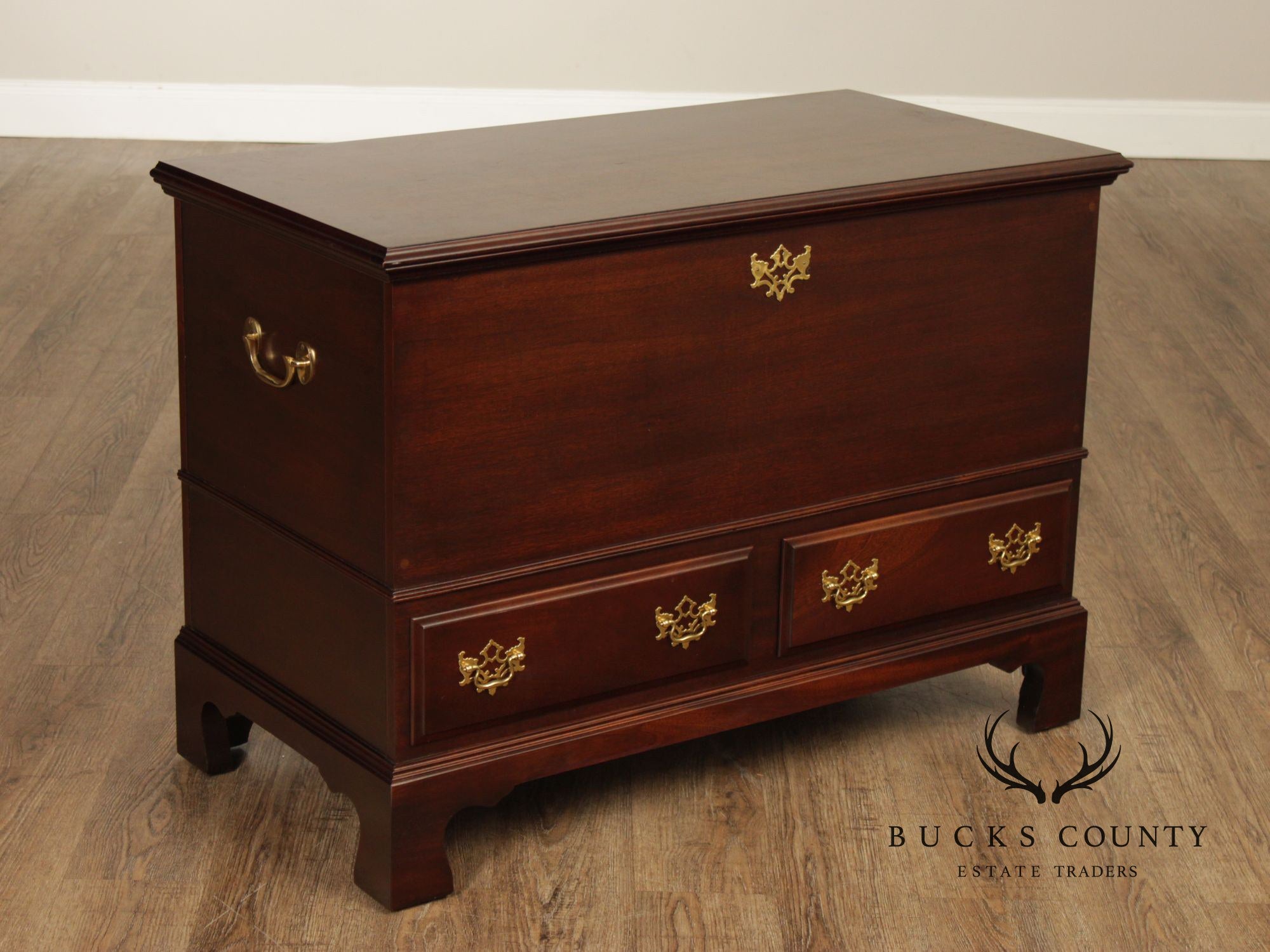 Mahogany Chippendale Style Cedar Lined Blanket Chest With Drawers