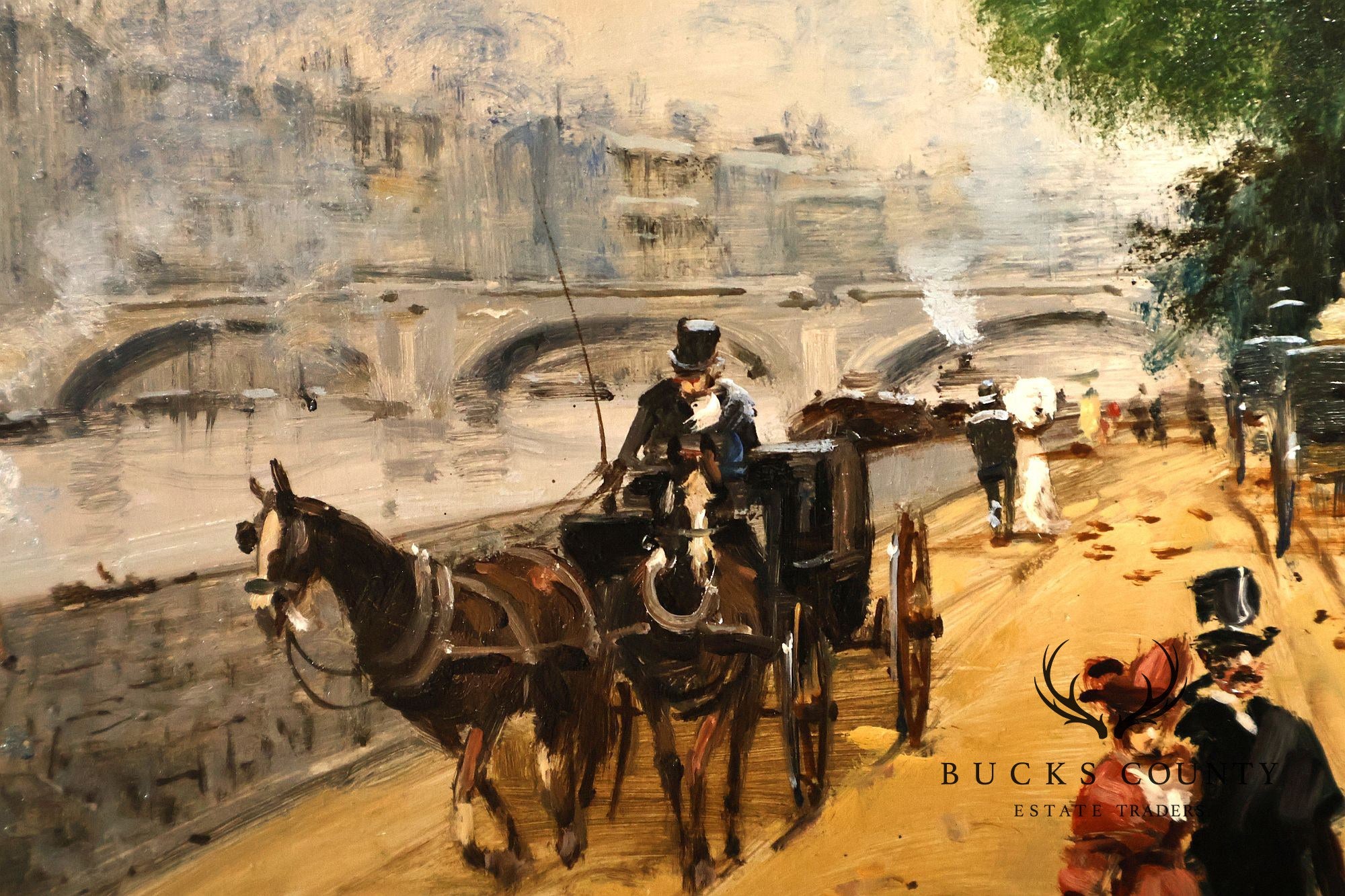Francesco Tammaro Framed Painting, 'Strolling by the Seine'