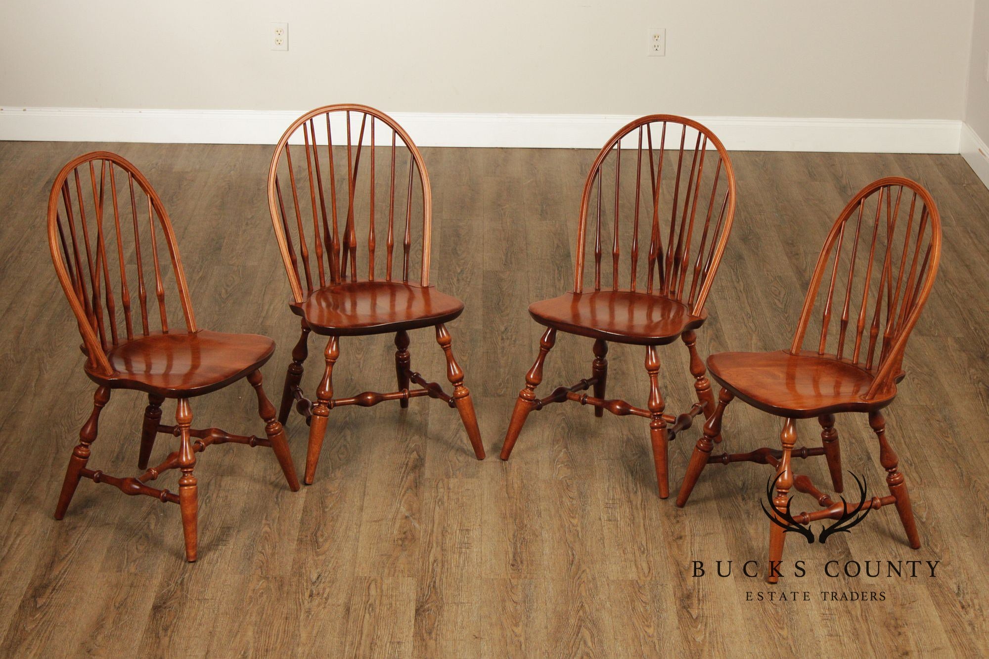 Nichols & Stone Set Of Four Maple Sack Back Windsor Dining Chairs