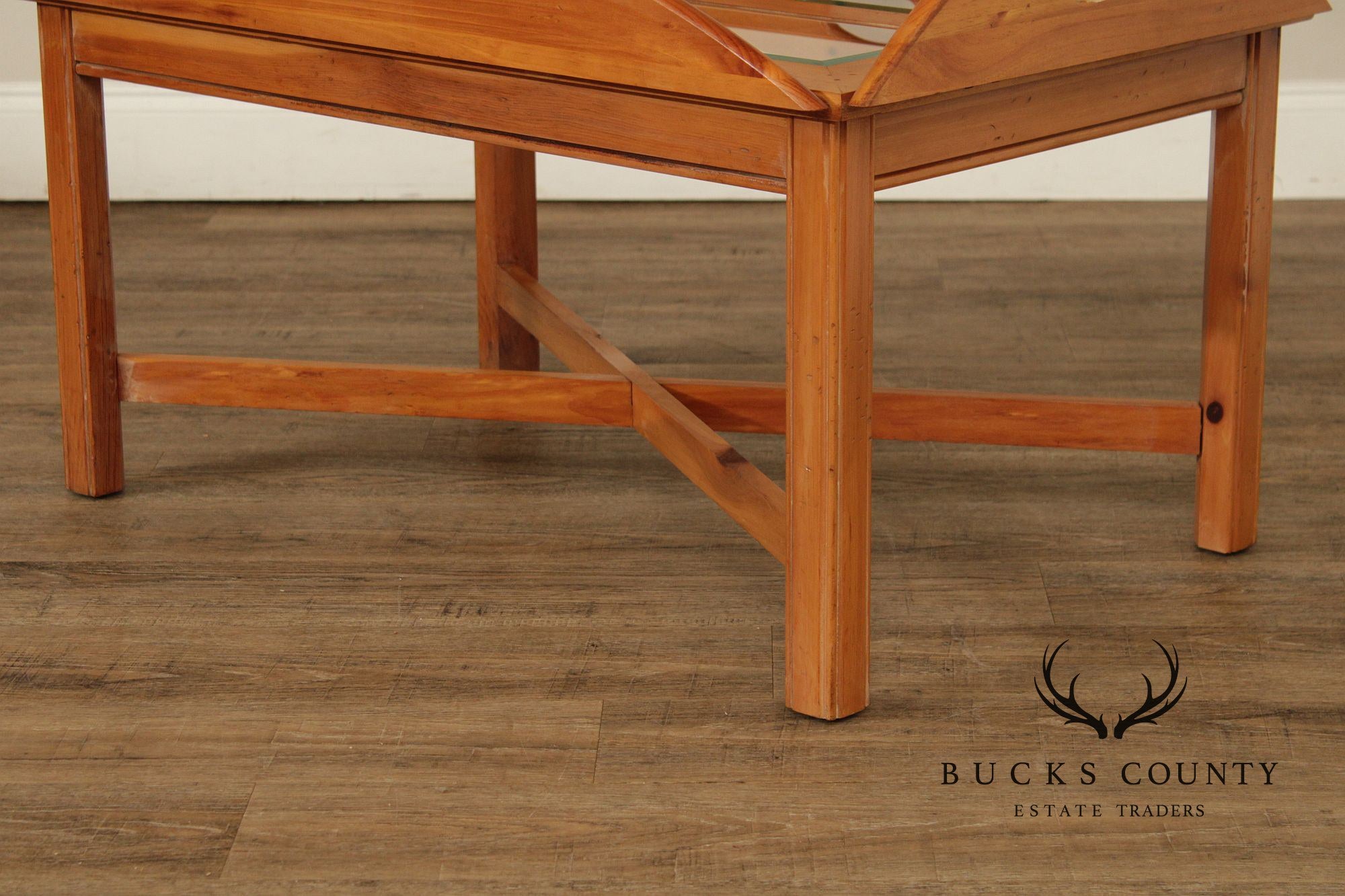Thomasville Pine Butler’s Tray Coffee Table with Glass Top