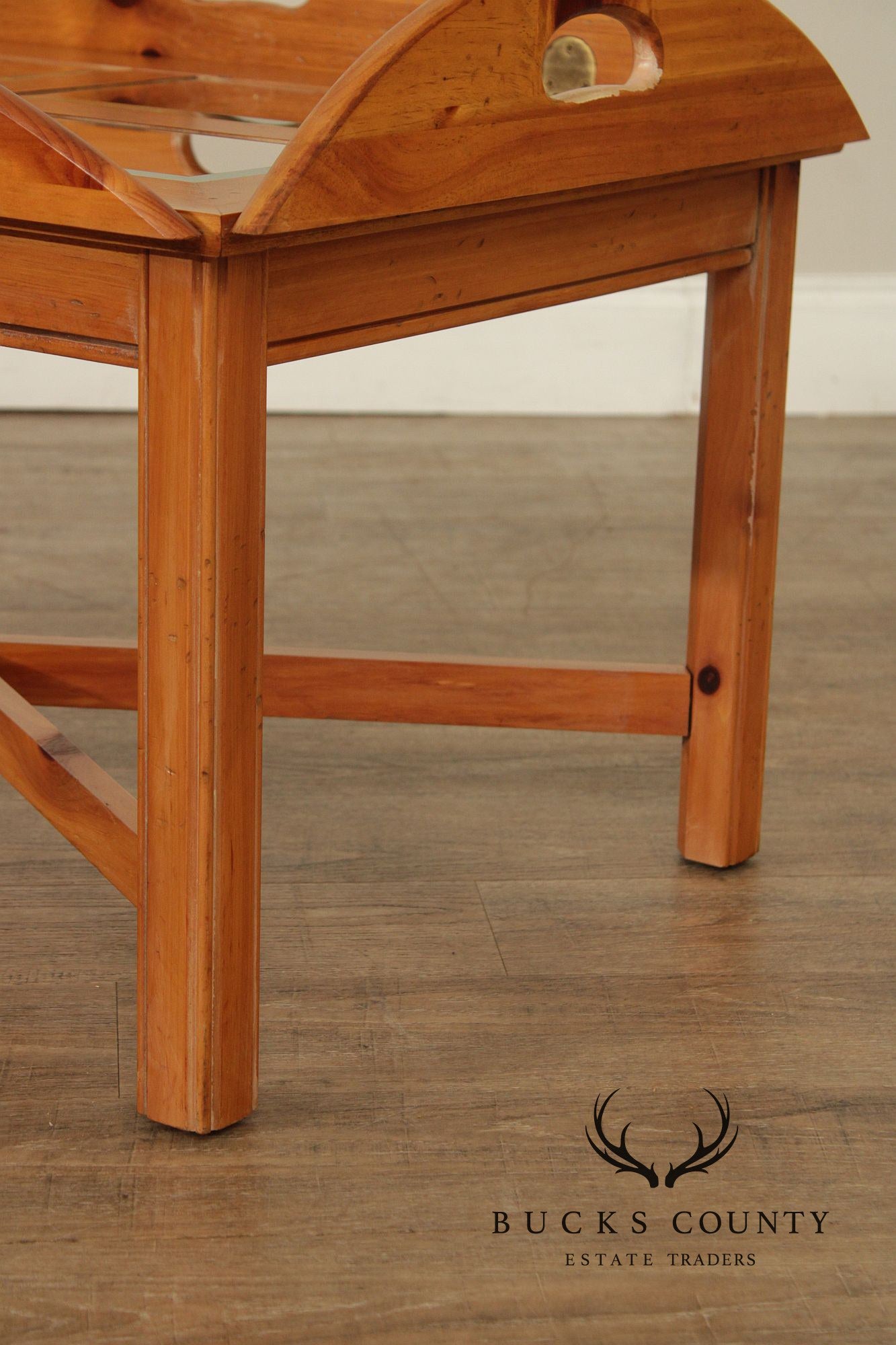 Thomasville Pine Butler’s Tray Coffee Table with Glass Top