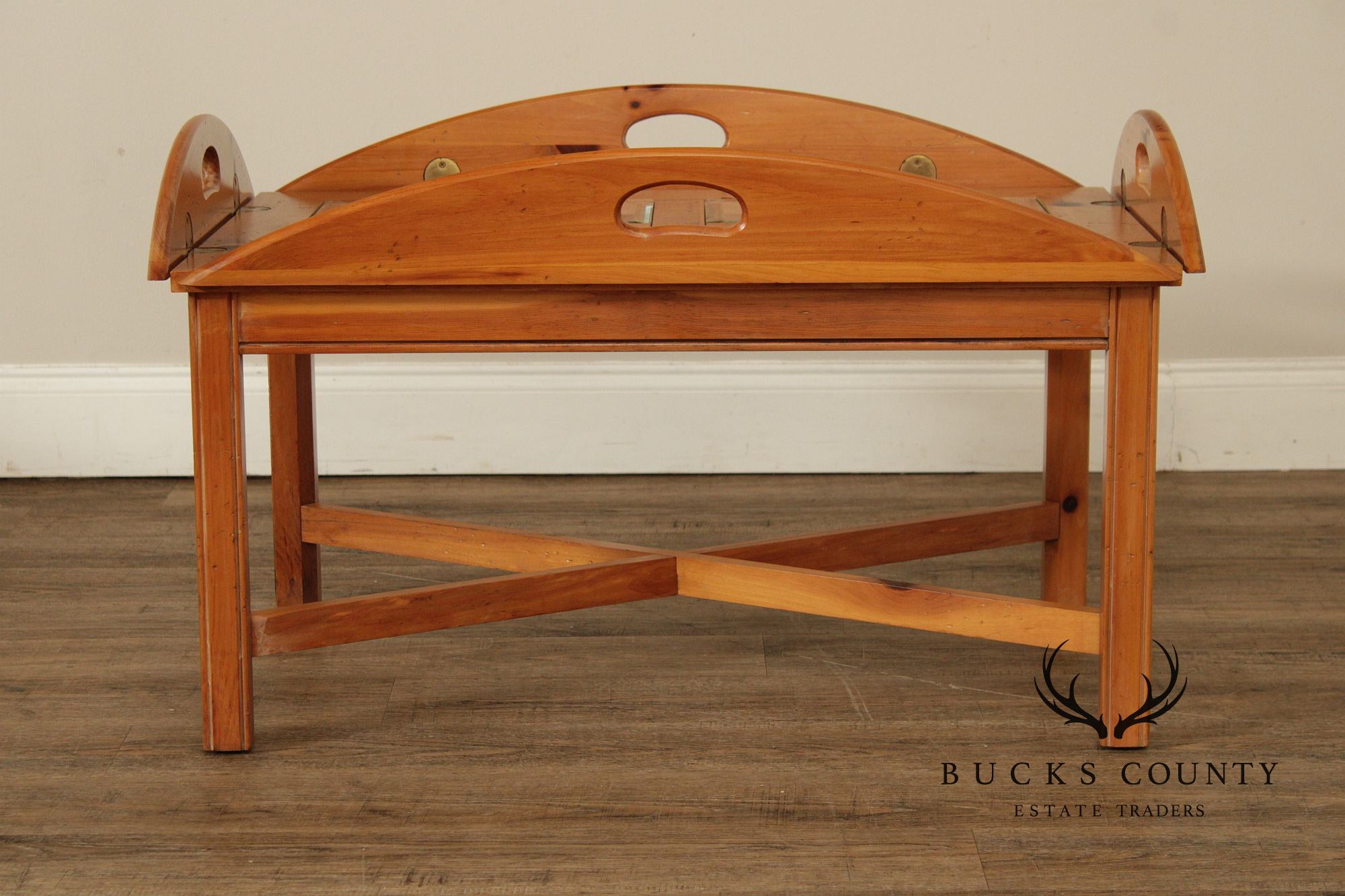 Thomasville Pine Butler’s Tray Coffee Table with Glass Top
