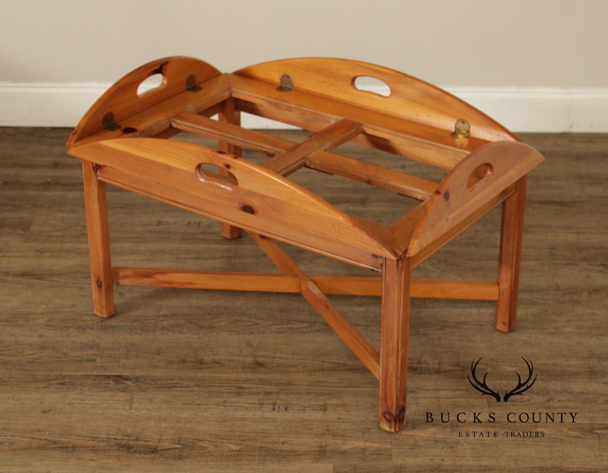 Thomasville Pine Butler’s Tray Coffee Table with Glass Top