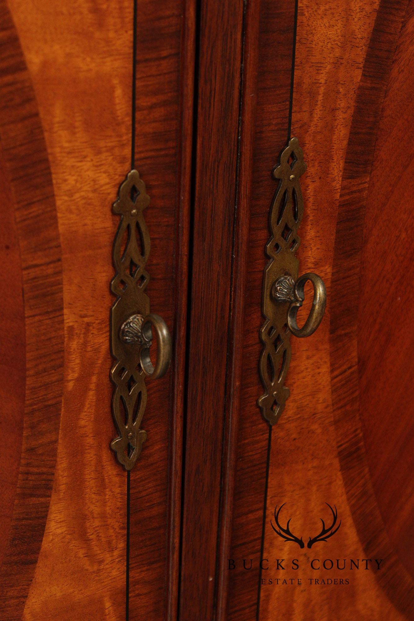 Ethan Allen Federal Style Mahogany And Satinwood Inlaid Demilune Server Cabinet