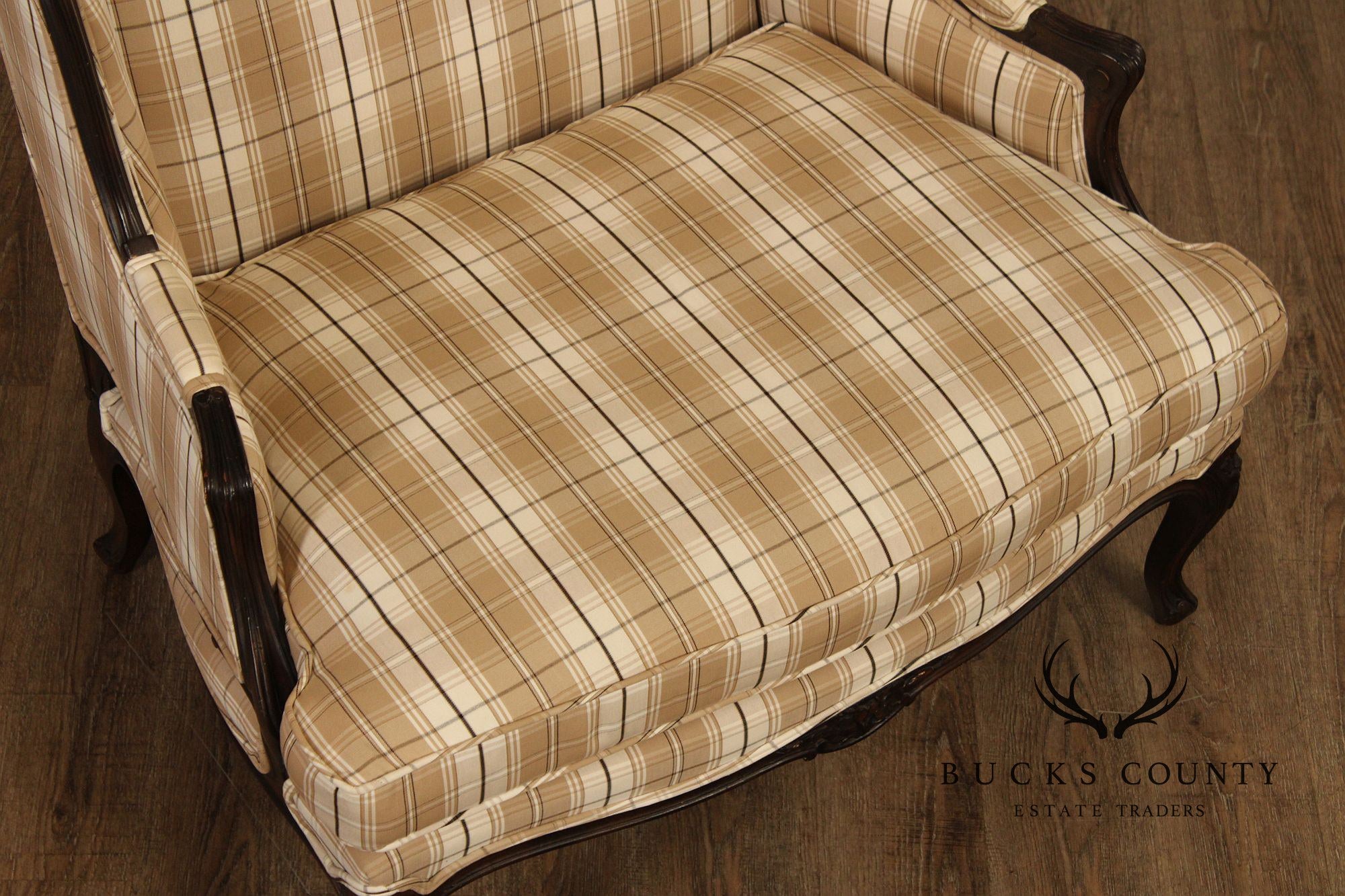 French Louis XV Style Wide Seat Bergere Armchair