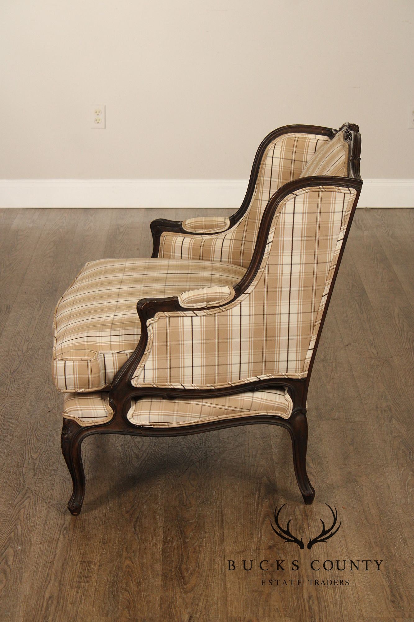 French Louis XV Style Wide Seat Bergere Armchair
