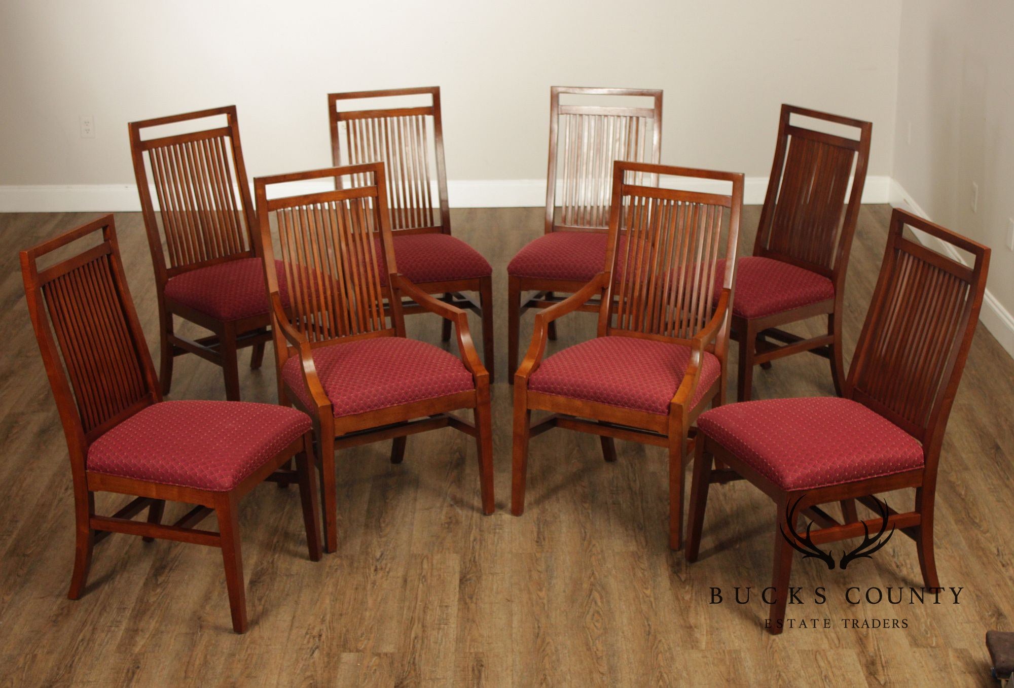 Bernhardt Mission Style Set Of Eight Dining Chairs