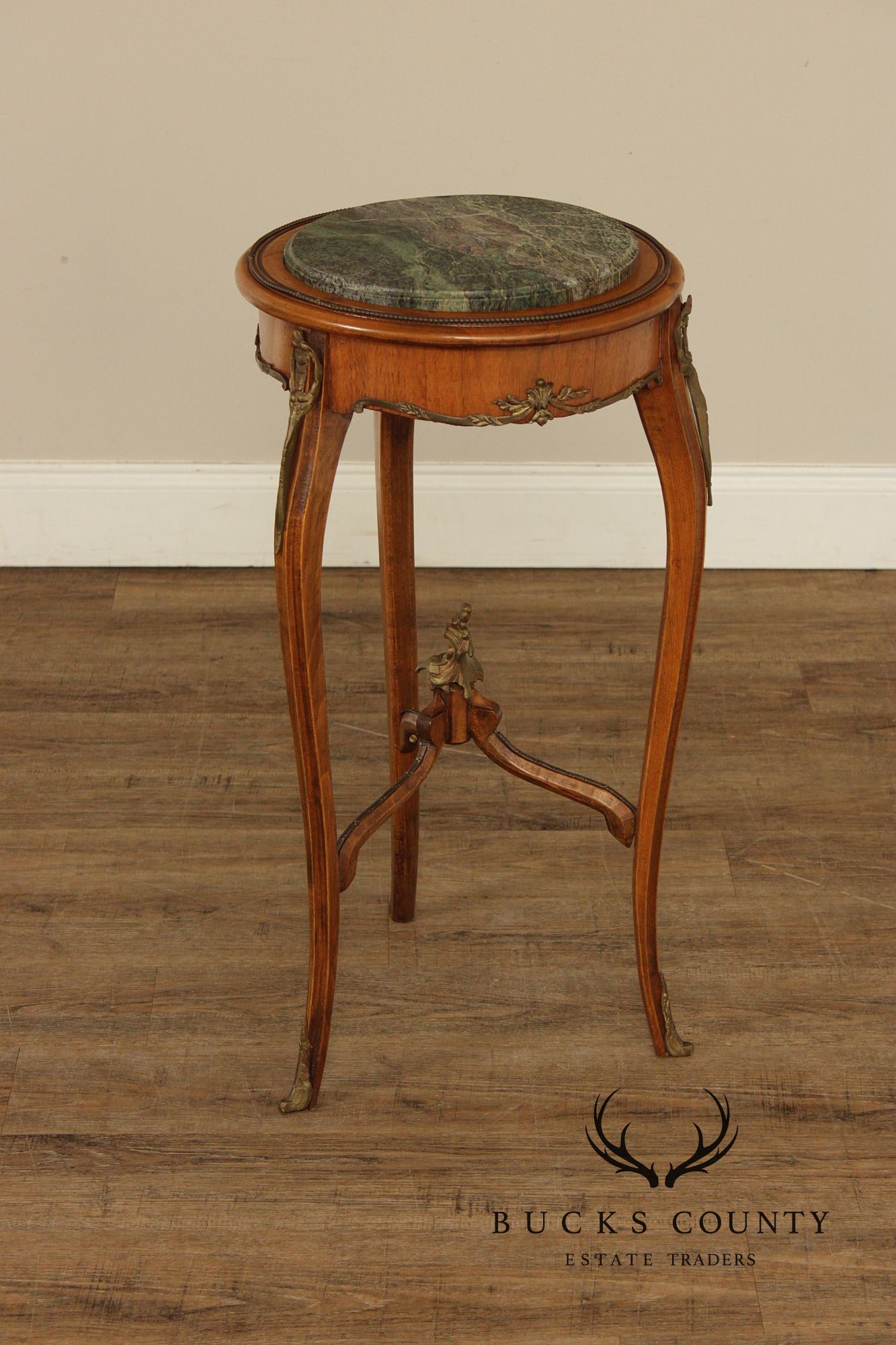 French Louis XV Style Marble Top Pedestal Side Table