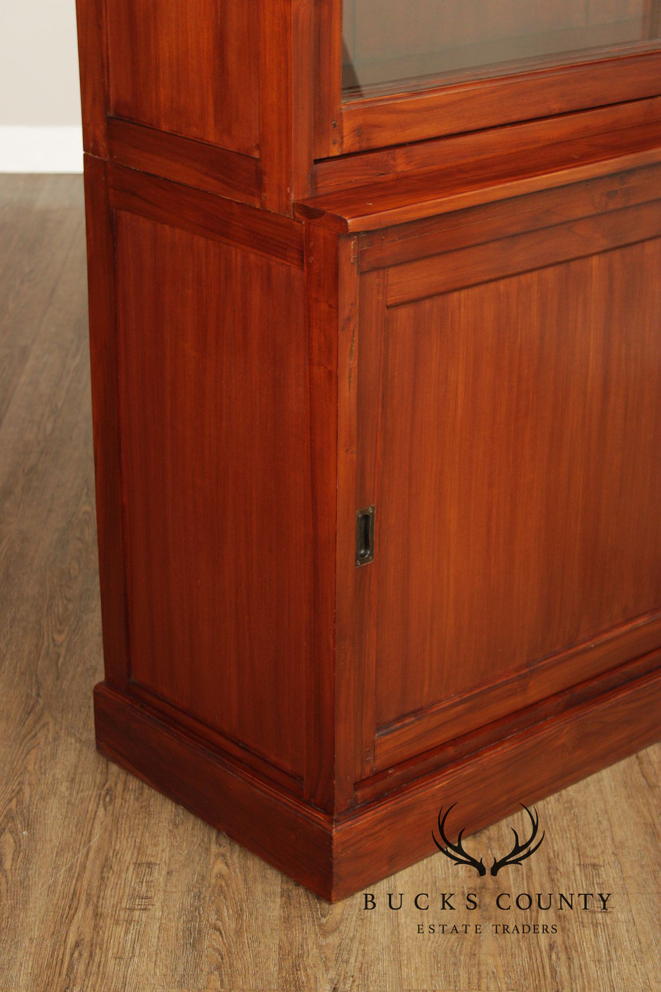 Rustic Hardwood Sliding Door Bookcase Cabinet