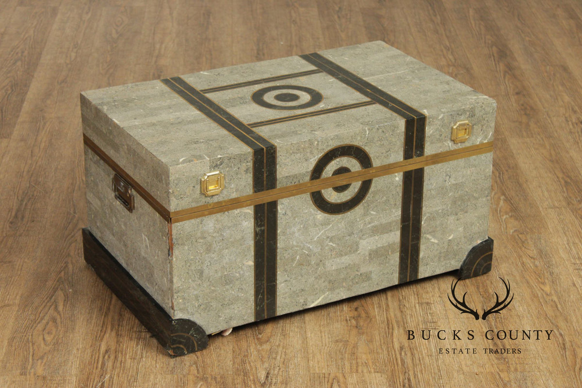 Casa Bique Hollywood Regency Tessellated Stone Chest