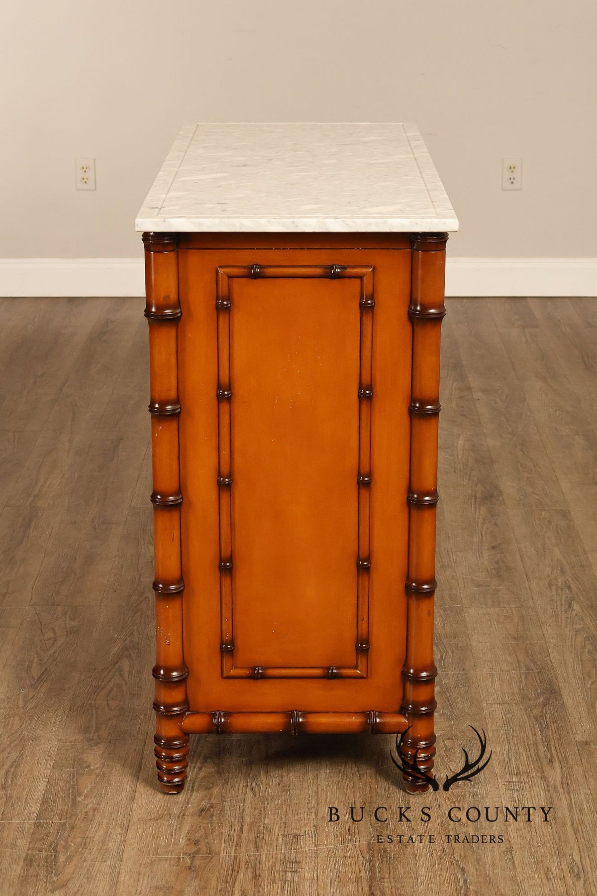 Williams Sonoma Marble Top Faux Bamboo Chest of Drawers