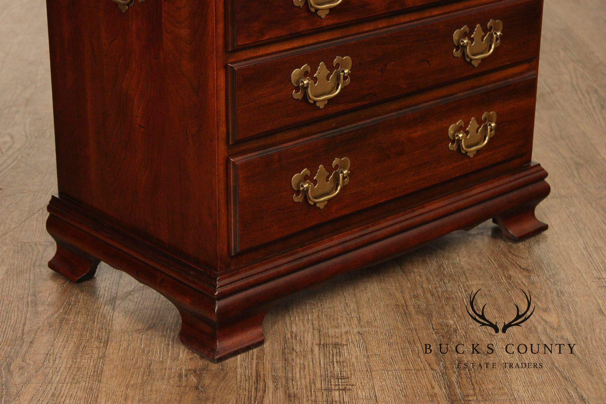 Chippendale Style Pair of Cherry Bedside Chests Nightstands