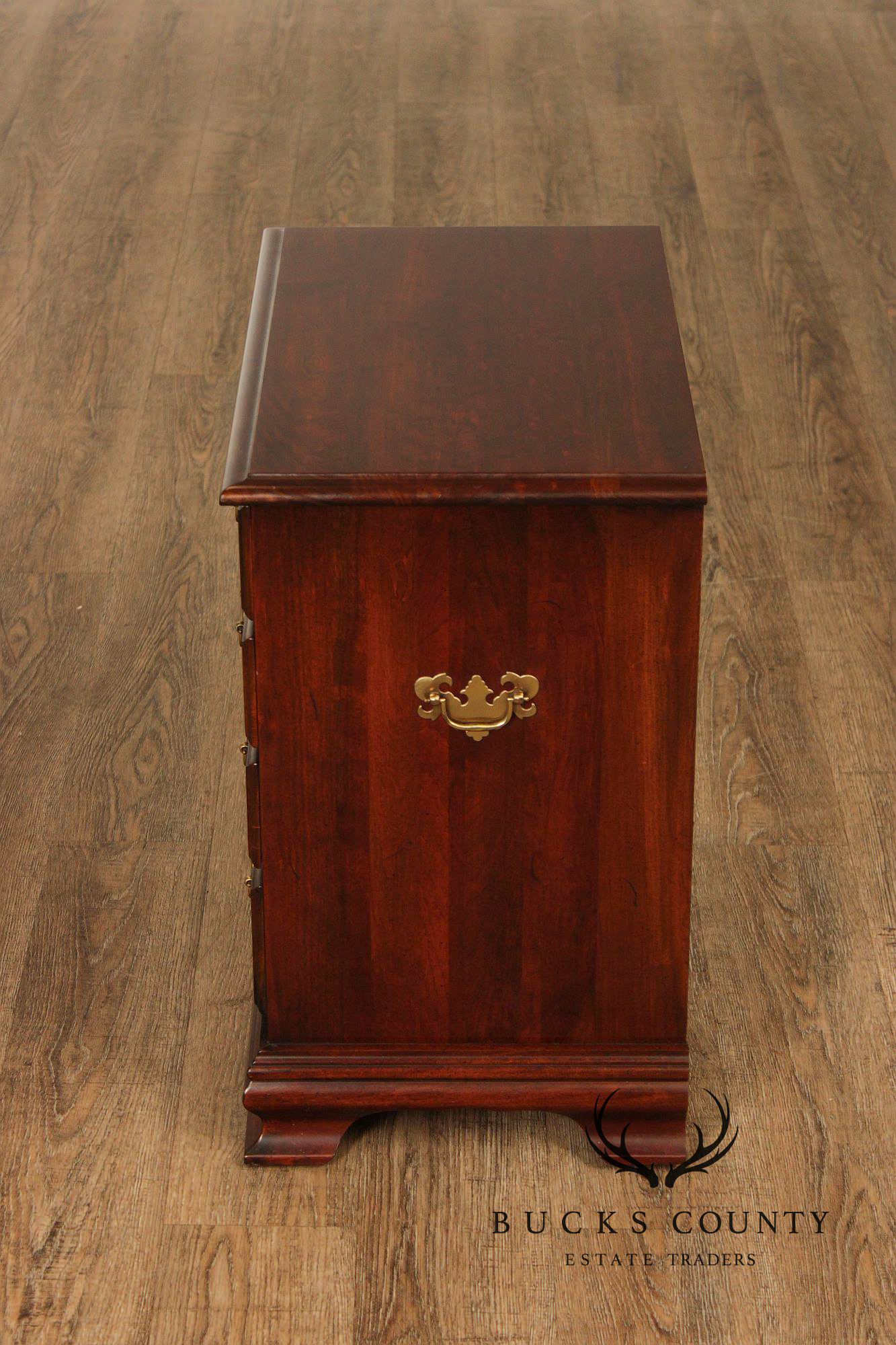 Chippendale Style Pair of Cherry Bedside Chests Nightstands