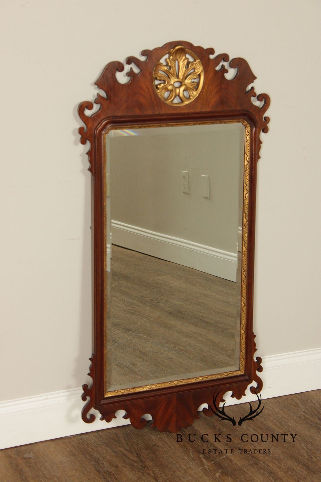 Henkel Harris Georgian Style Partial Gilt Mahogany Wall Mirror