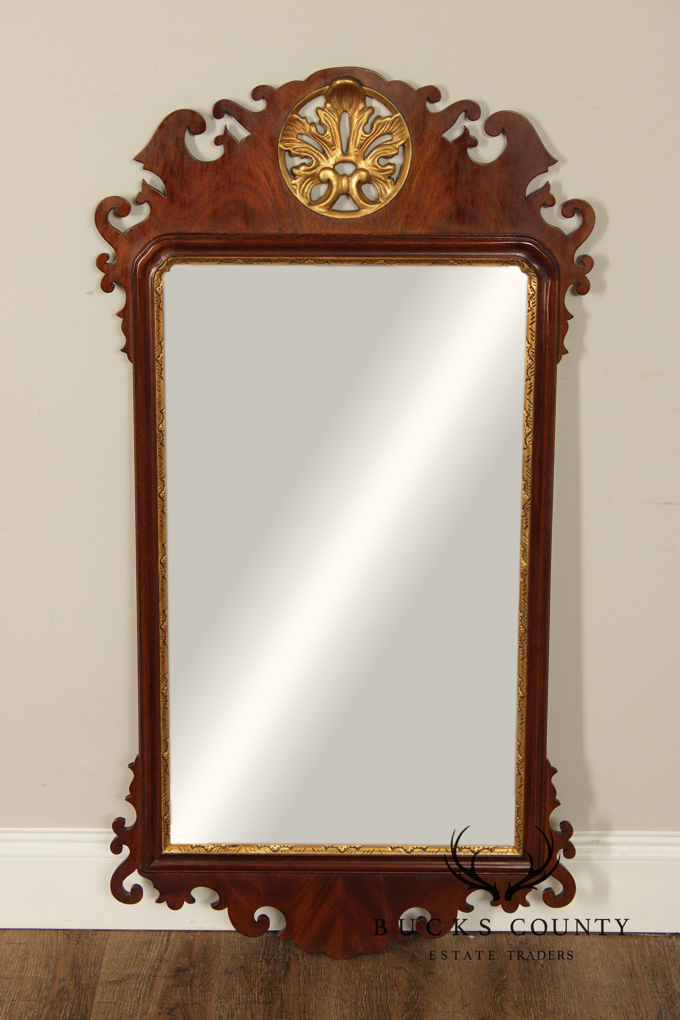 Henkel Harris Georgian Style Partial Gilt Mahogany Wall Mirror