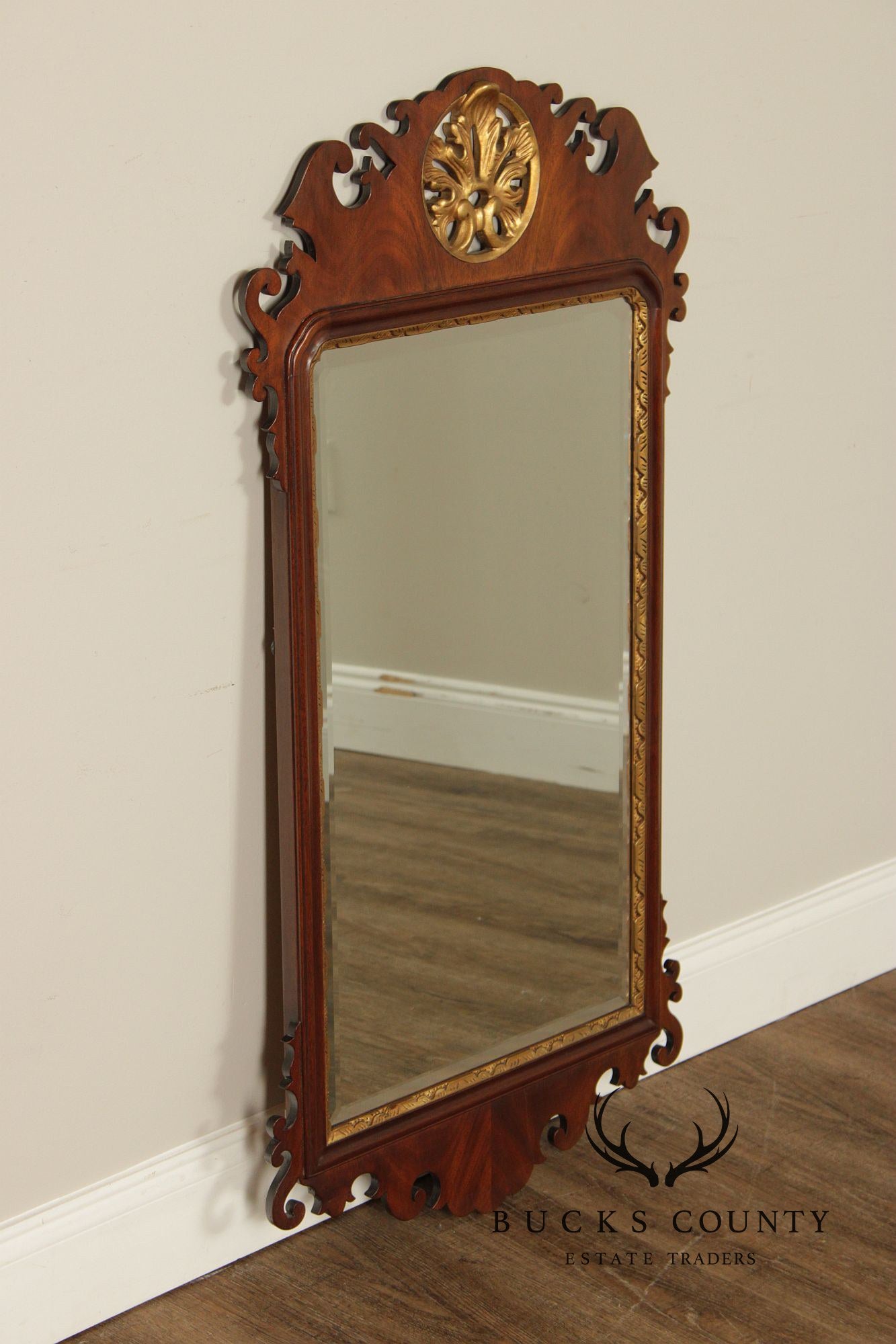 Henkel Harris Georgian Style Partial Gilt Mahogany Wall Mirror