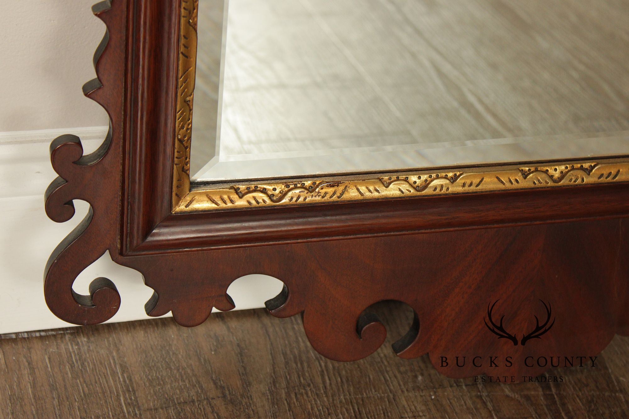 Henkel Harris Georgian Style Partial Gilt Mahogany Wall Mirror