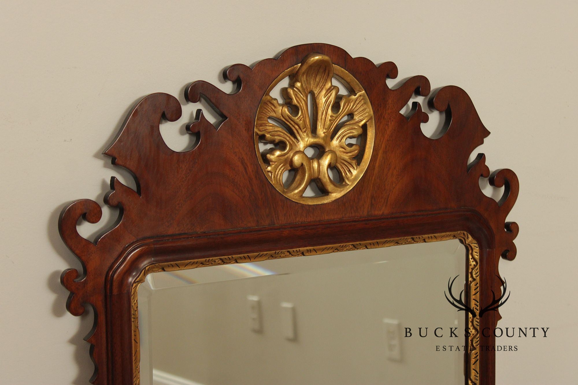 Henkel Harris Georgian Style Partial Gilt Mahogany Wall Mirror