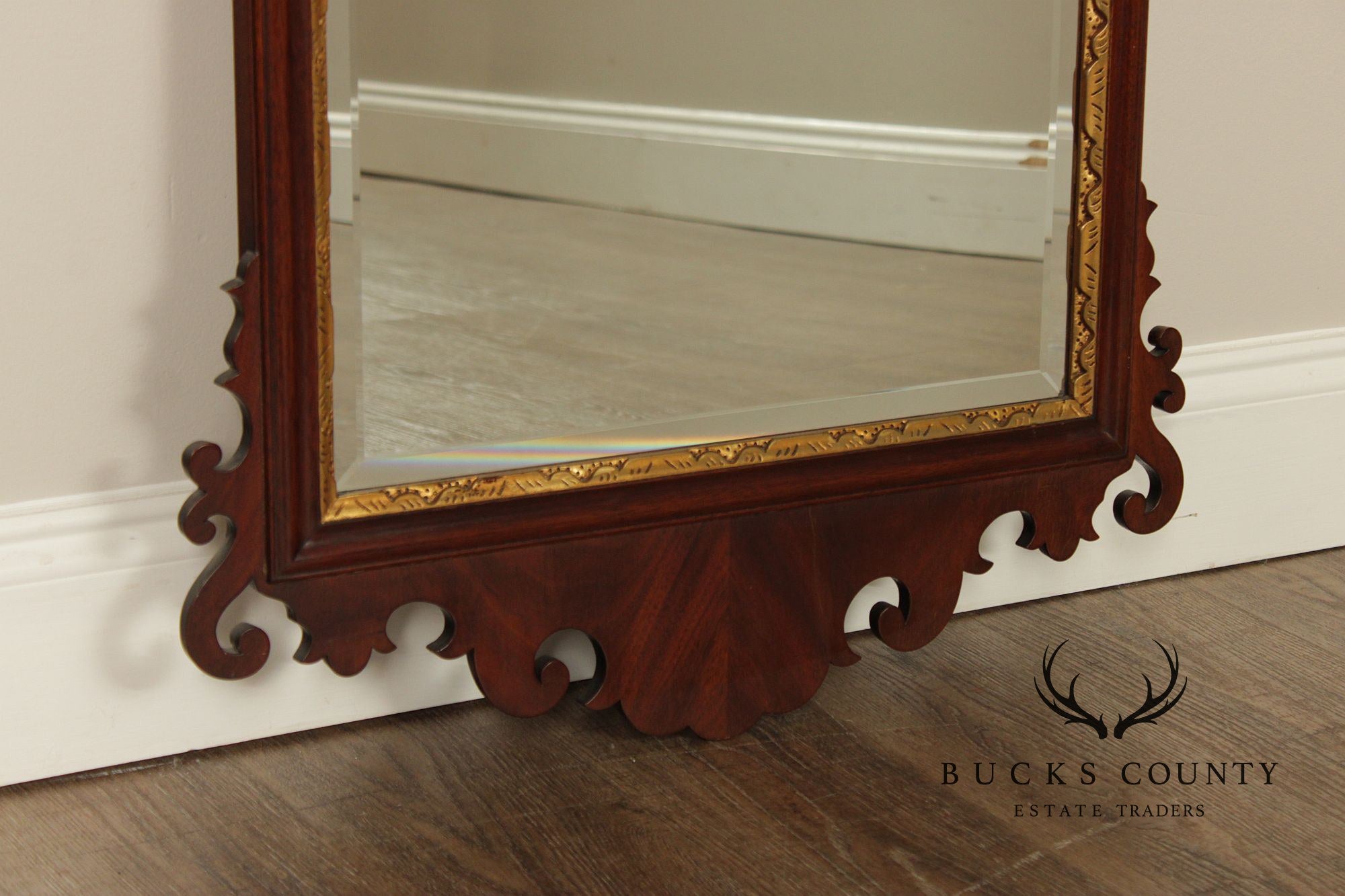 Henkel Harris Georgian Style Partial Gilt Mahogany Wall Mirror