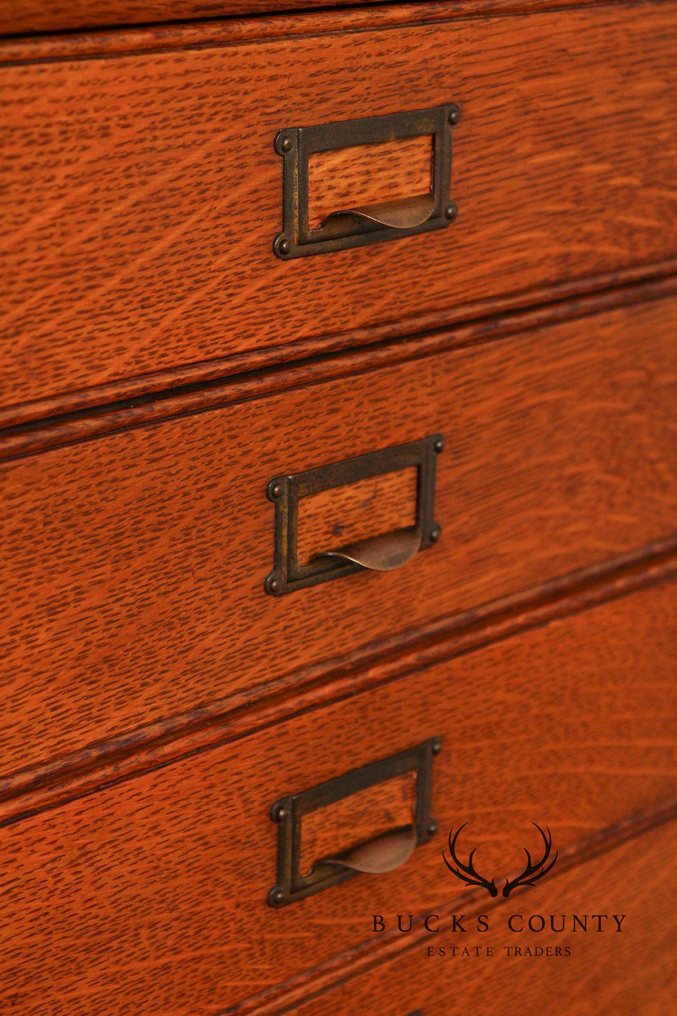Antique Oak Multi Drawer Stacking Library File Cabinet