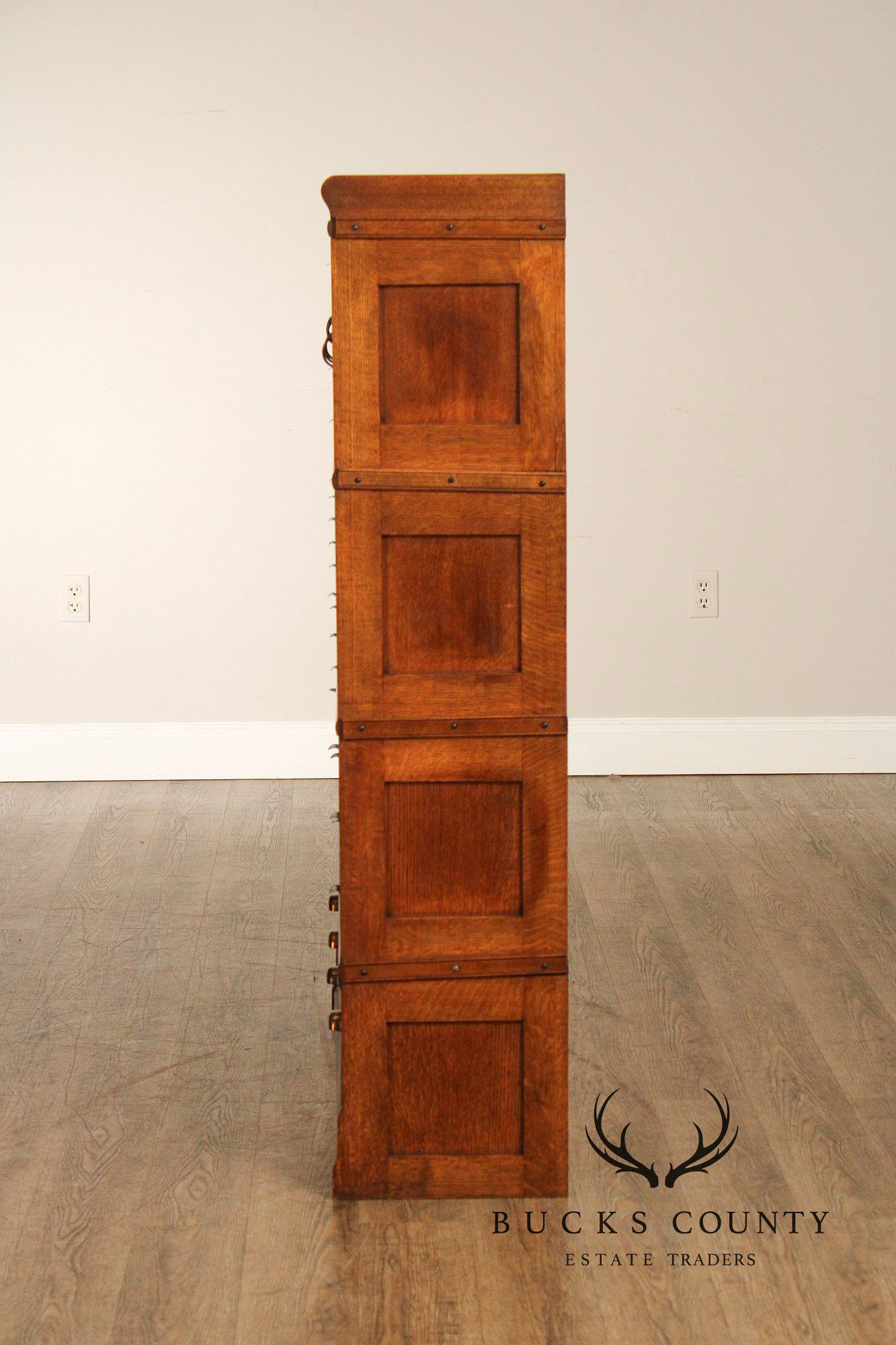 Antique Oak Multi Drawer Stacking Library File Cabinet