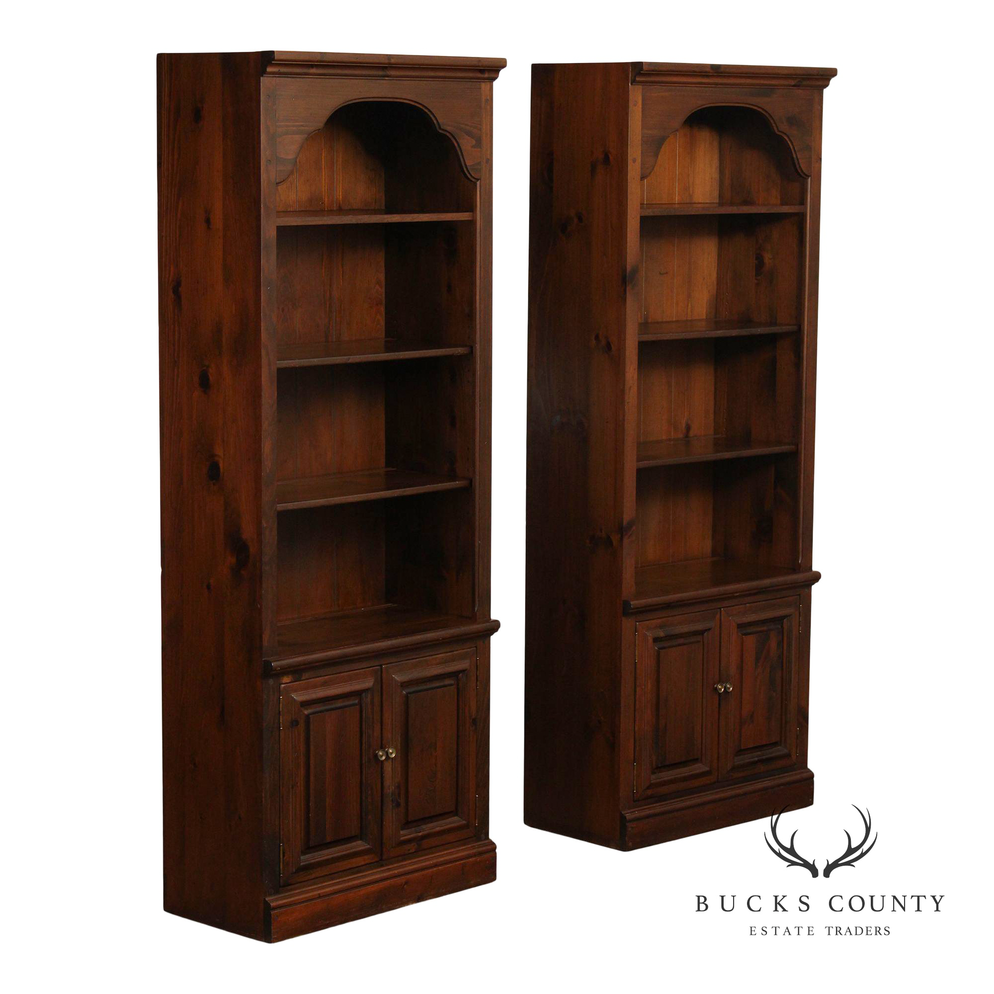 Kling Colonial Revival Vintage Pair of Pine Open Bookcases