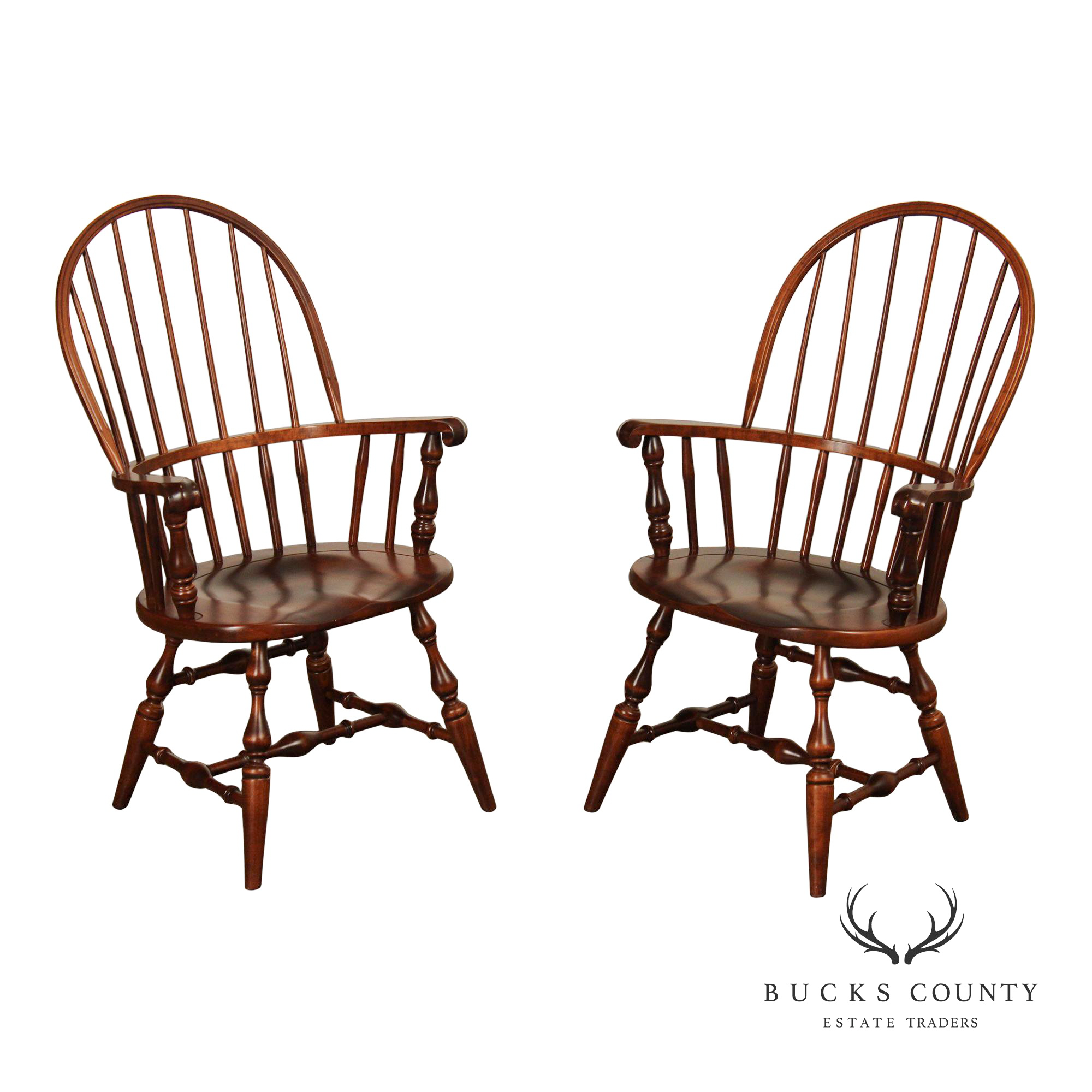 Nichols & Stone Pair of Maple  Windsor Armchairs