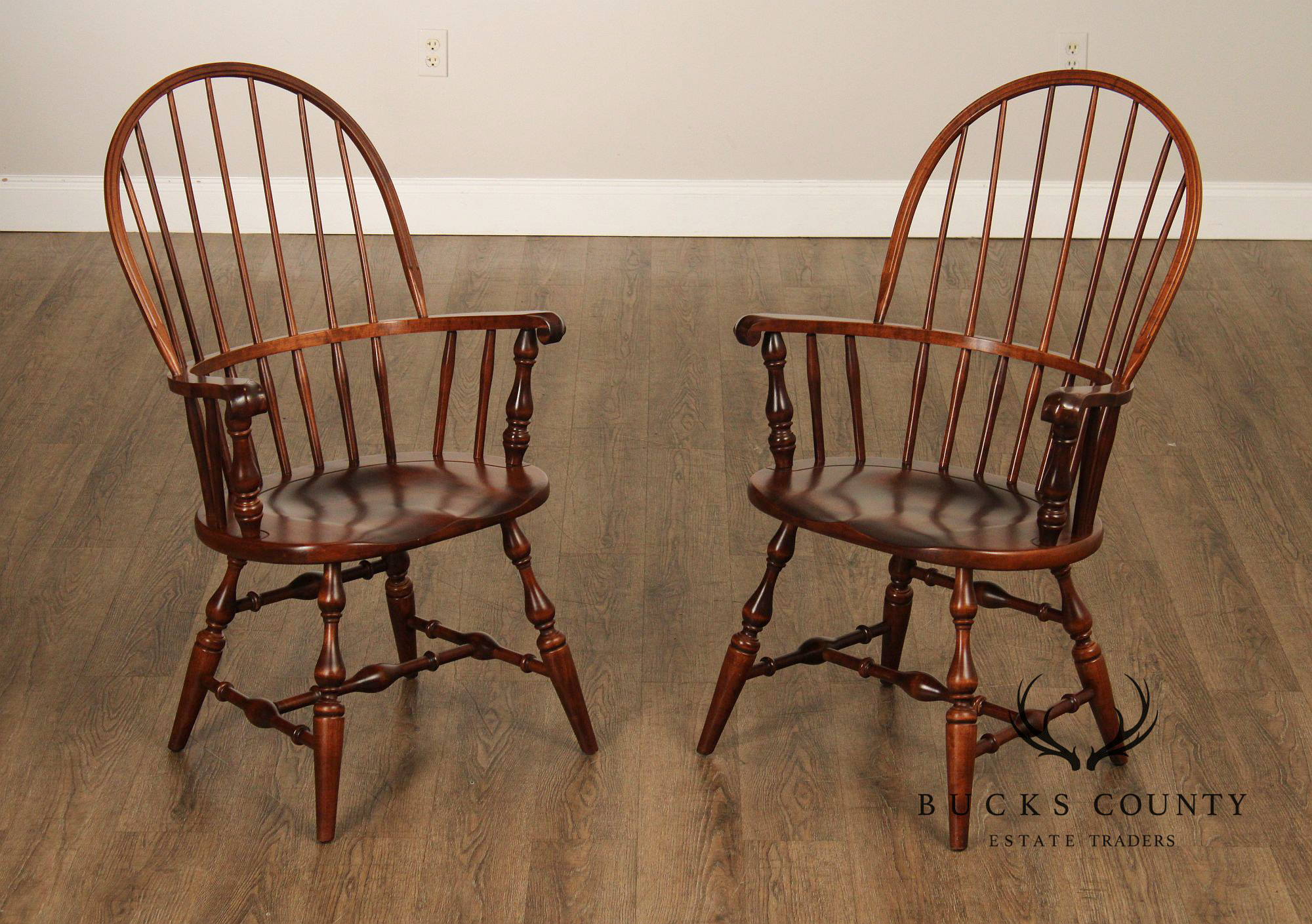 Nichols & Stone Pair of Maple  Windsor Armchairs