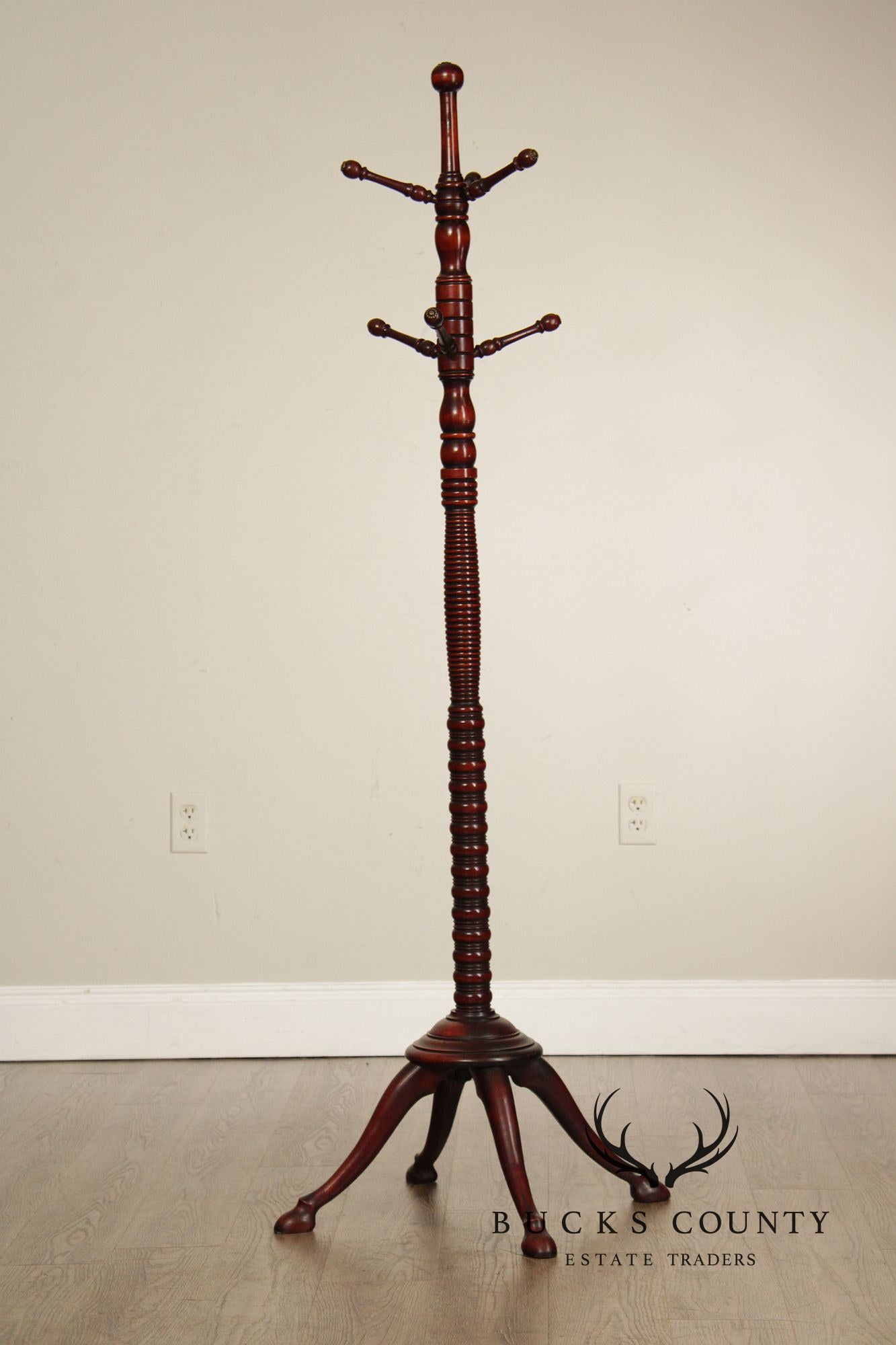 Antique Victorian Mahogany Carved  Hoof-Foot Coat Rack