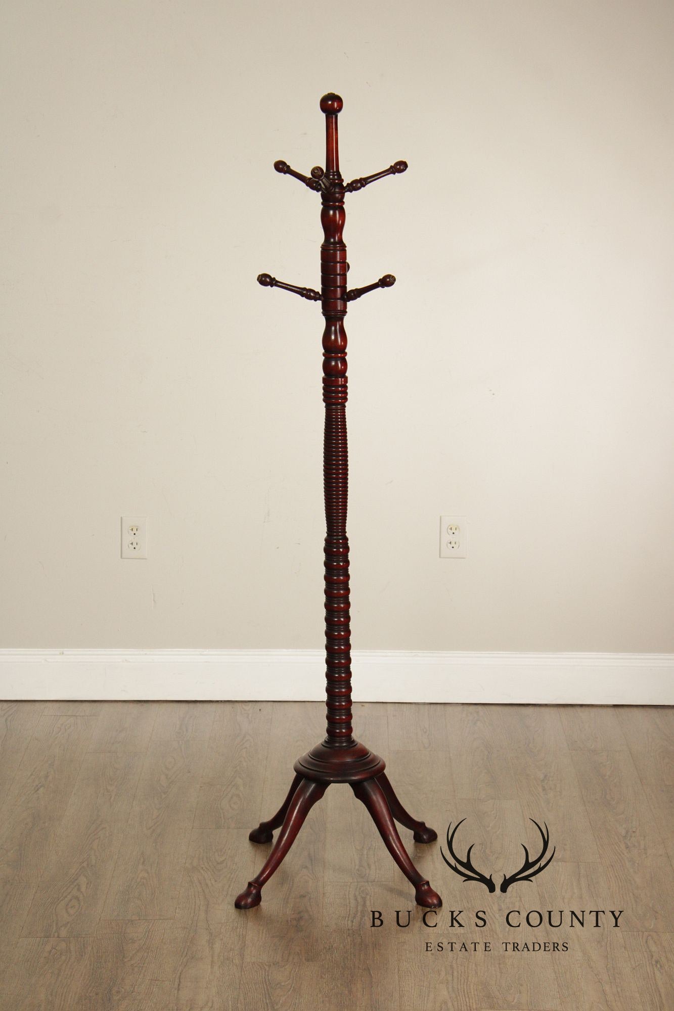 Antique Victorian Mahogany Carved  Hoof-Foot Coat Rack