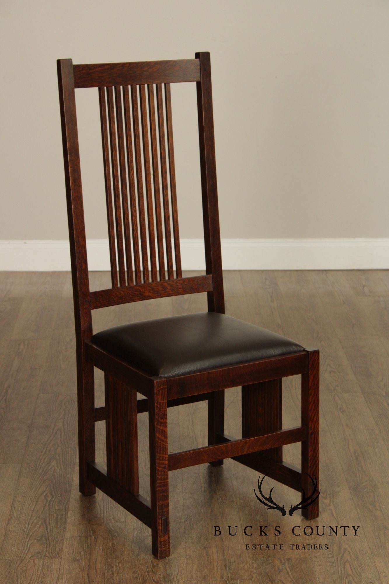 Stickley Mission Collection Set of Four Oak Spindle Dining Chairs