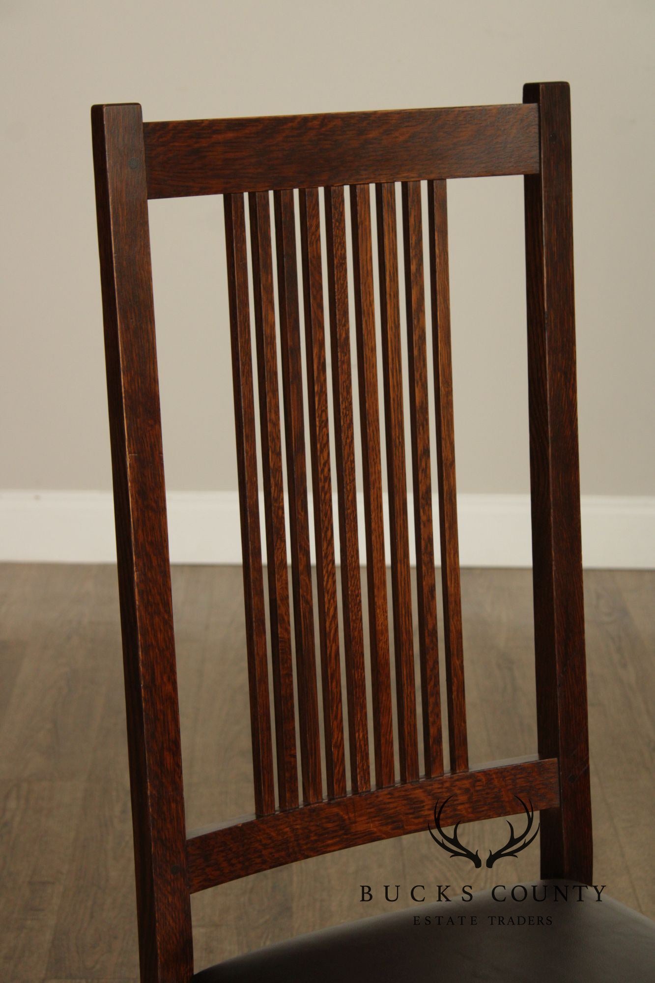 Stickley Mission Collection Set of Four Oak Spindle Dining Chairs
