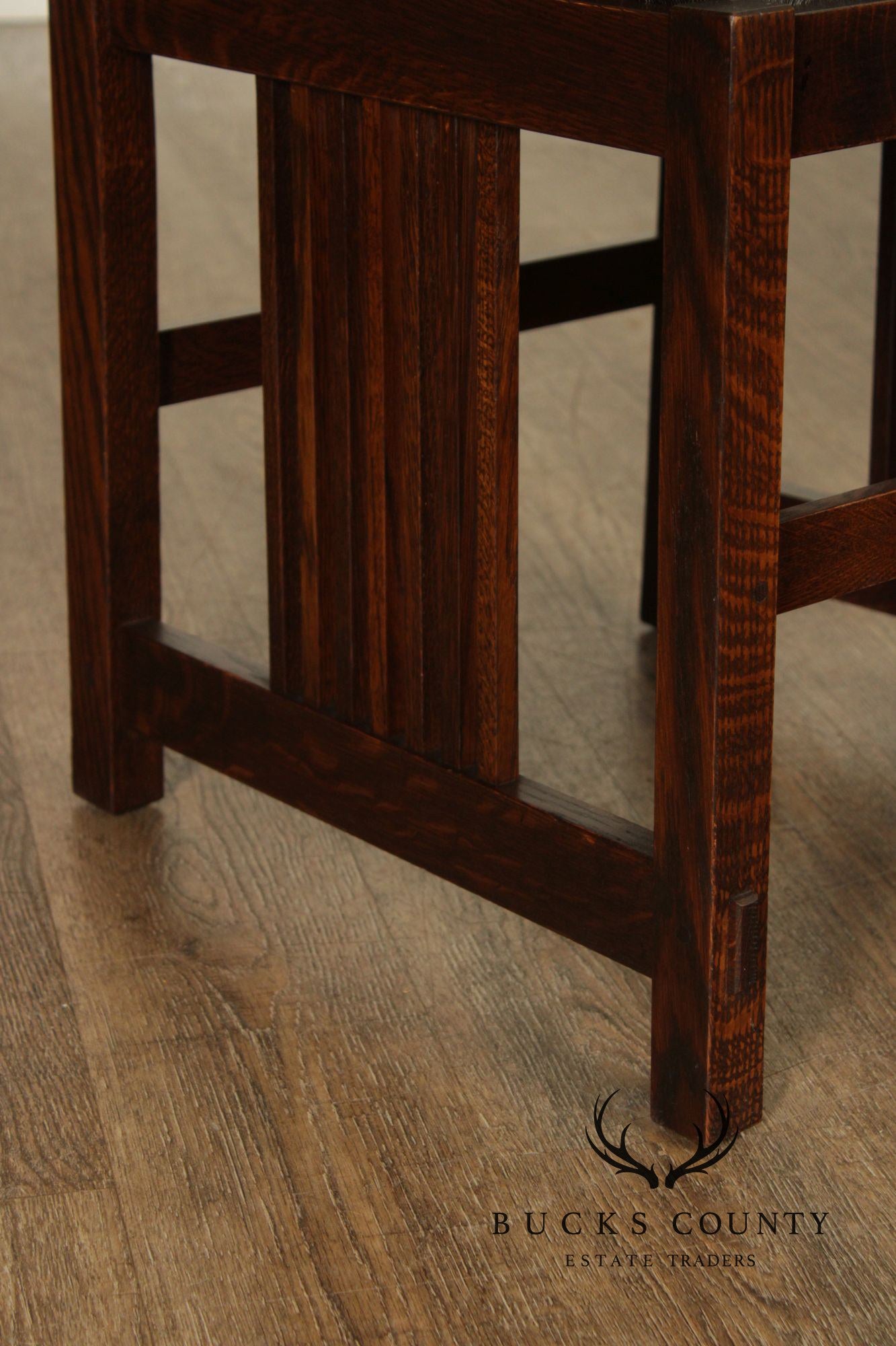 Stickley Mission Collection Set of Four Oak Spindle Dining Chairs