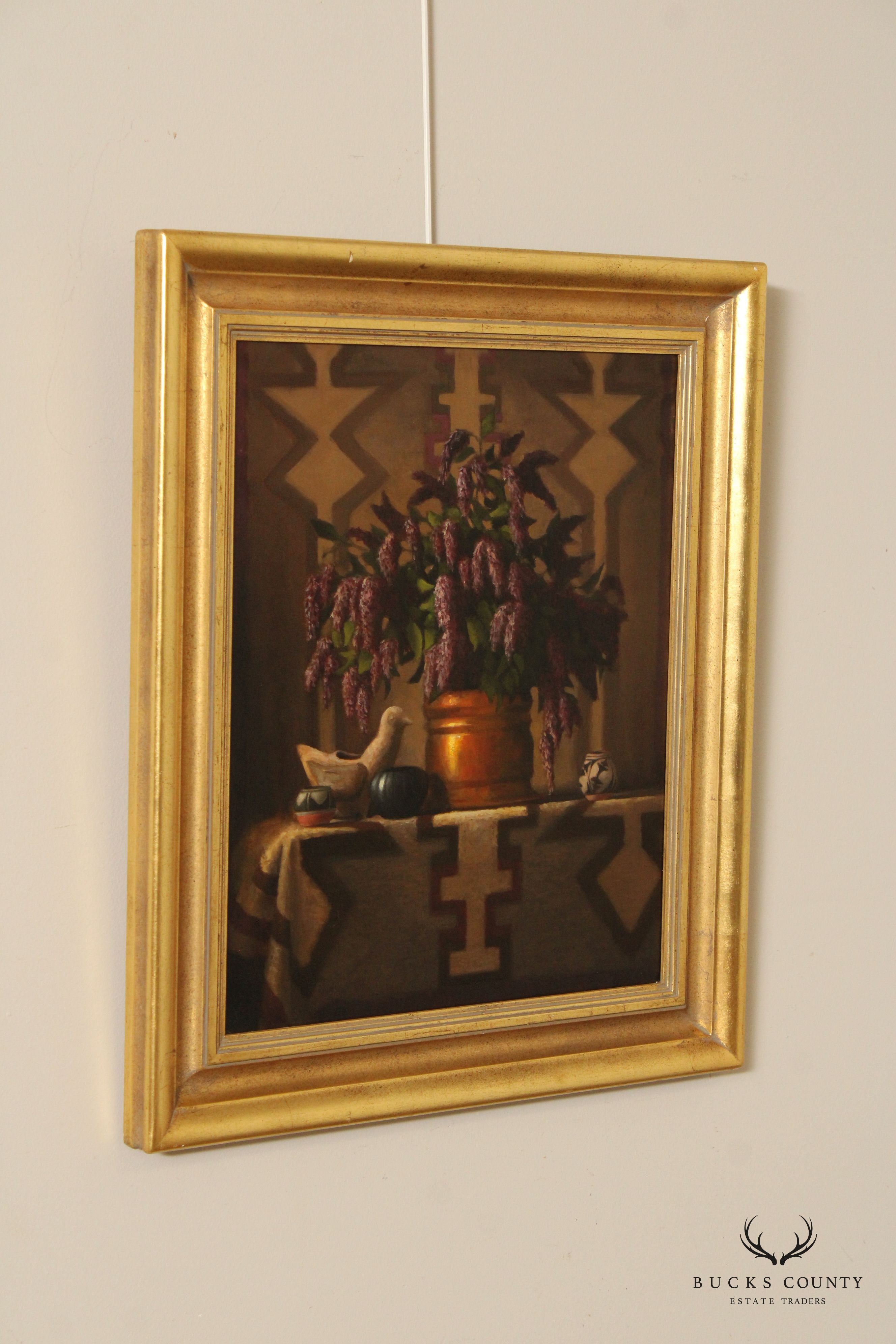 Ernest Baber Framed Still-Life Oil Painting, Southwestern Prayer Altar