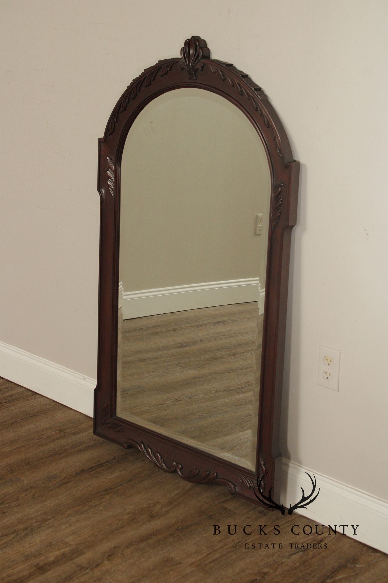 Henkel Harris Carved Frame Arched Mahogany Mirror