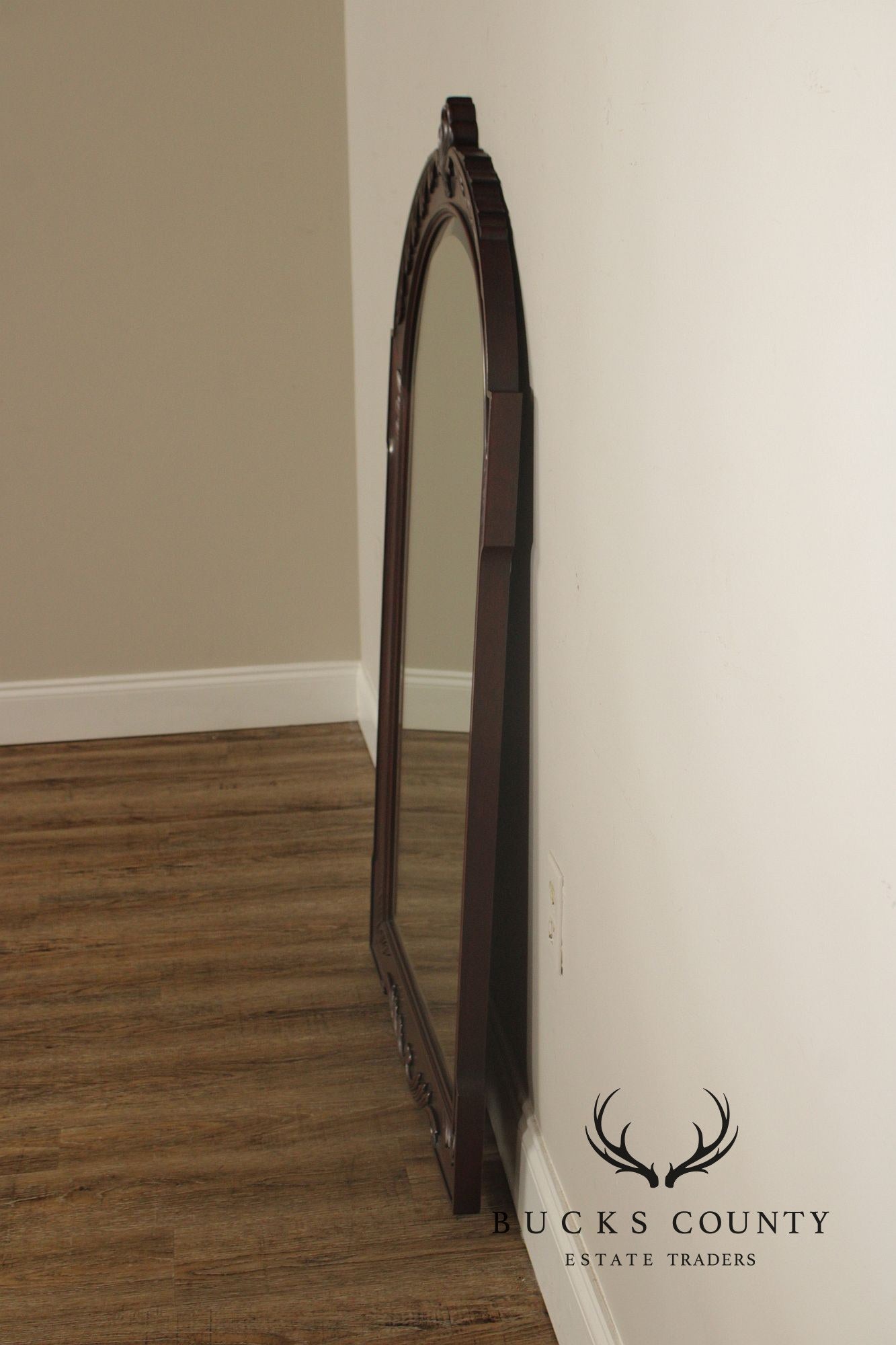 Henkel Harris Carved Frame Arched Mahogany Mirror