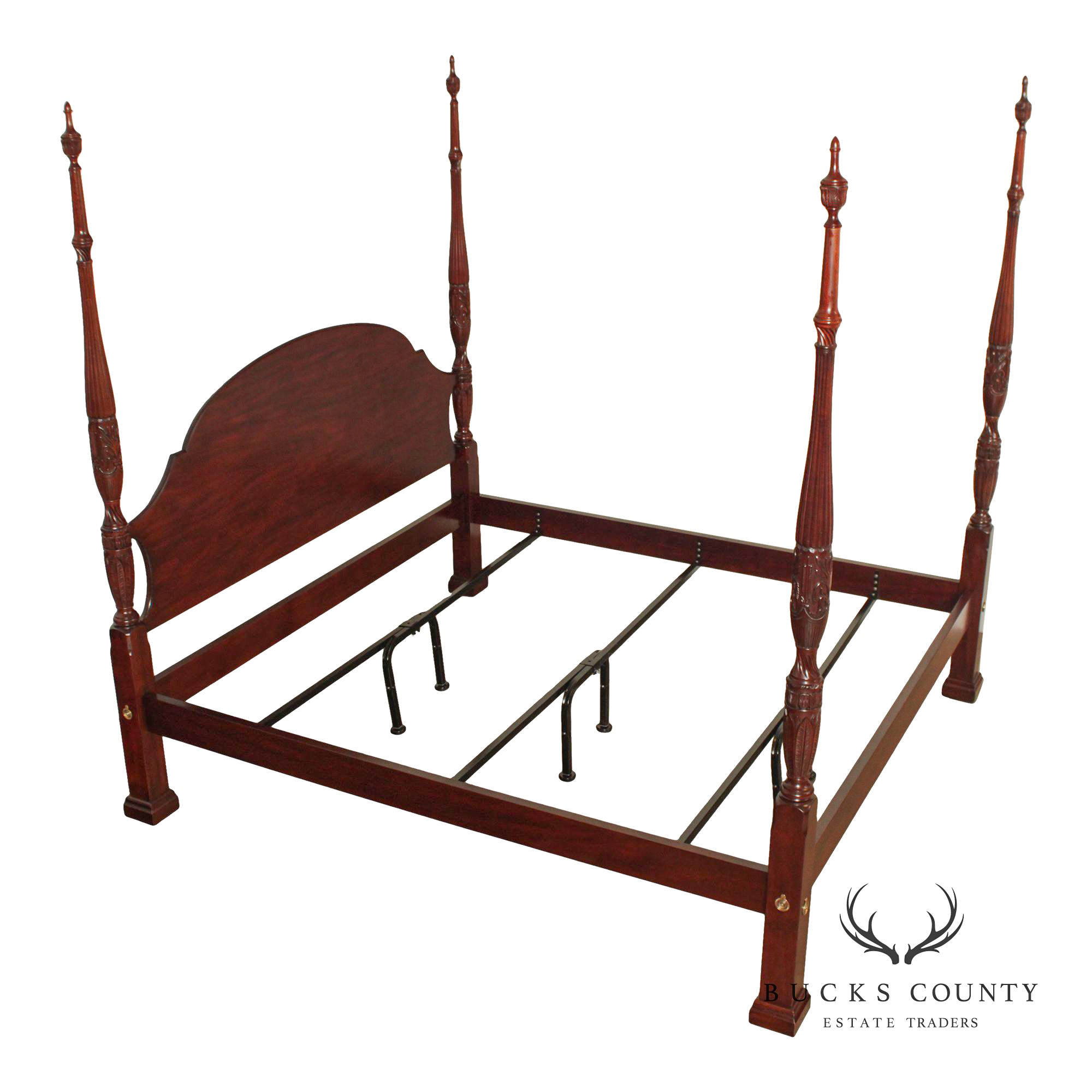 Henkel Harris King Rice-Carved Mahogany Poster Bed