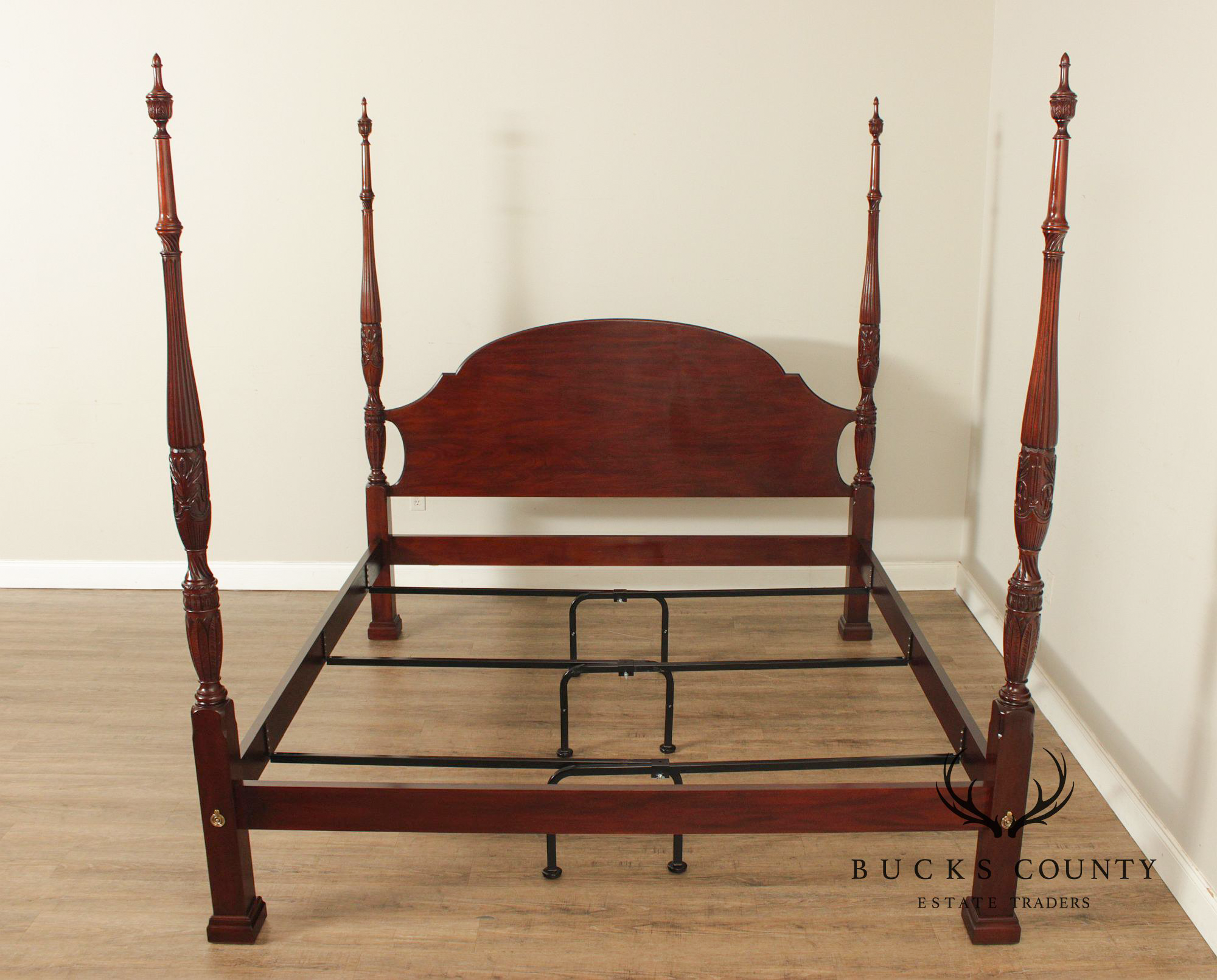 Henkel Harris King Rice-Carved Mahogany Poster Bed