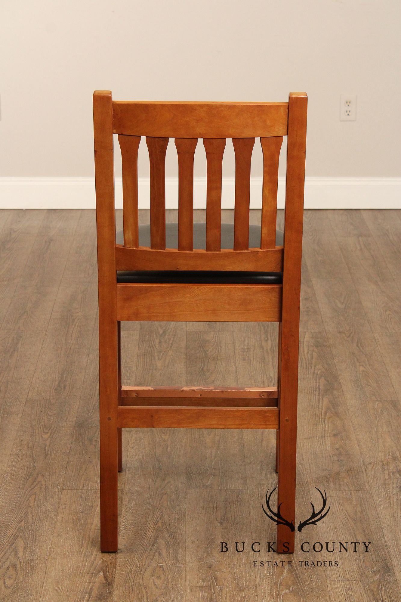 Stickley Mission Collection Pair of Cherry and Leather Counter Stools