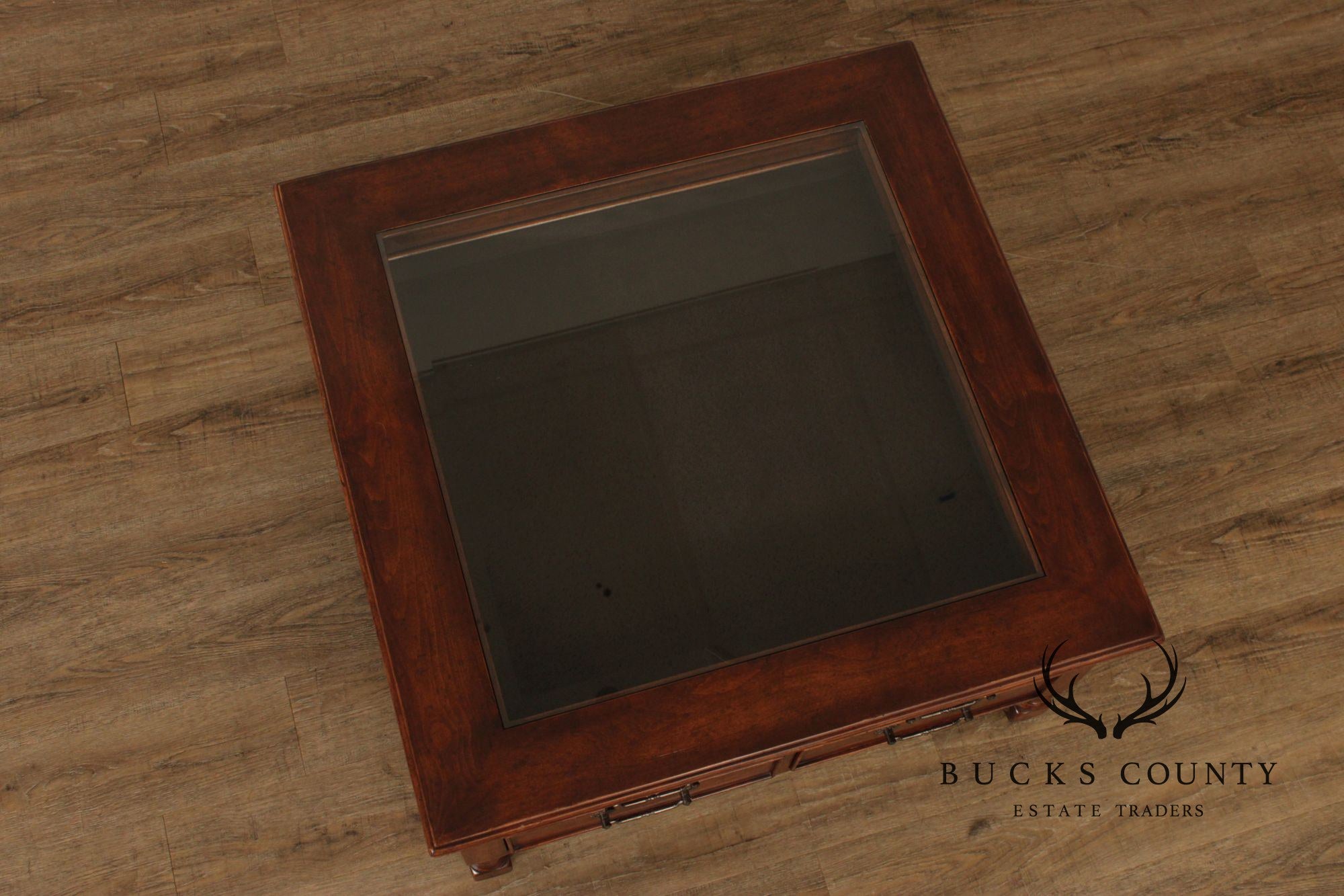 Bausman & Co. Glass Top Storage Coffee Table