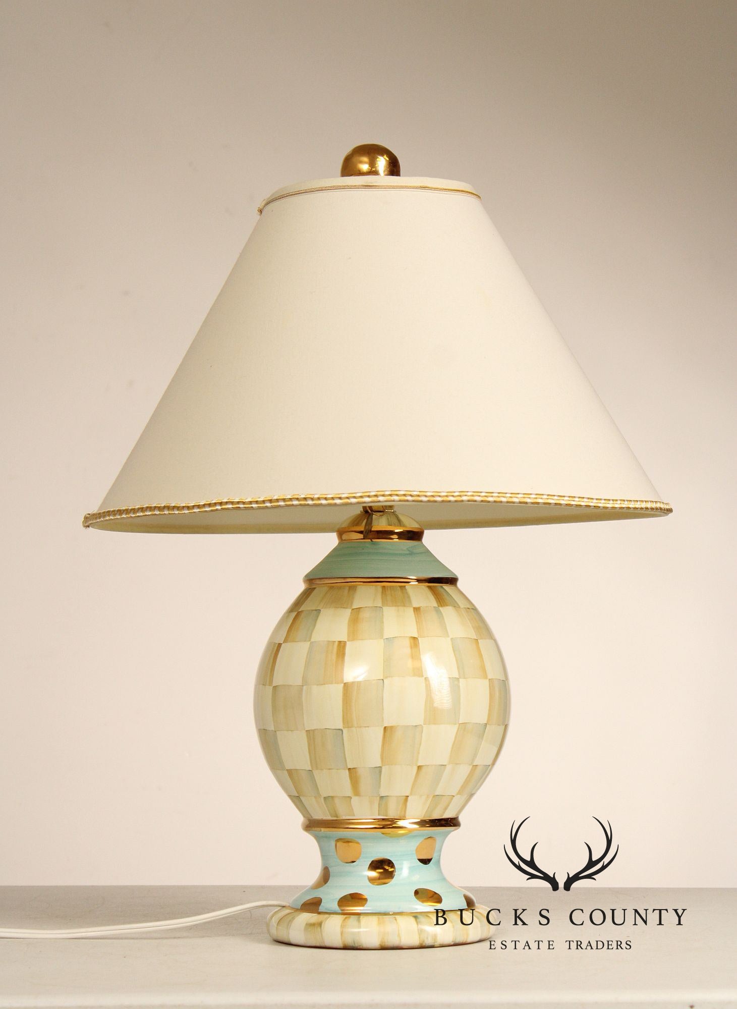 Mackenzie Childs 'Courtly Check' Porcelain Table Lamp